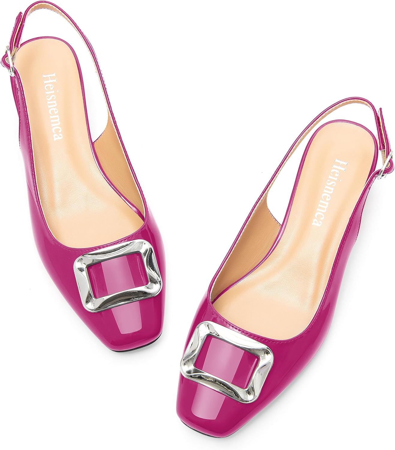 Women's Slingback Heels Low Chunky Block Heels Square Closed Toe Slip On Comfortable Dress Pump High Heels Shoes for Work Office Casual - Image 3