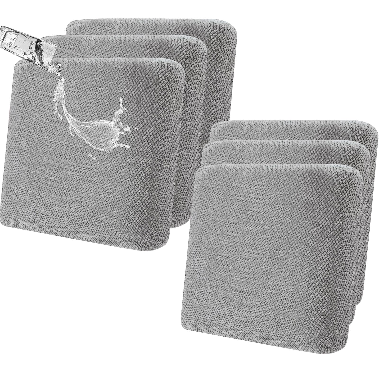 LiveGo Waterproof Patio Chair Cushion Covers,6 Pack Non-Slip Outdoor Seat Cushion Pad Replacement Patio Furniture Cushions Couch Slipcovers Chair Seat Cover for Garden Outdoor(Light Gray) — image 1