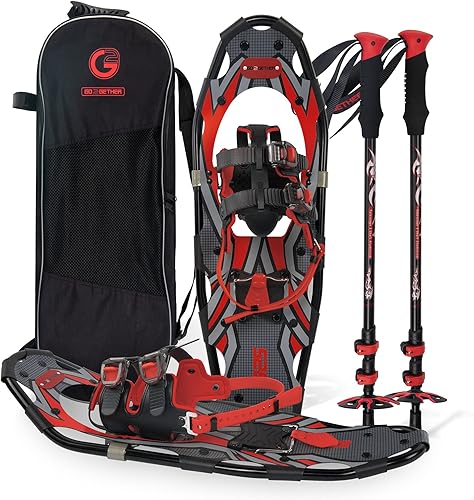 G2 - Raquetas de nieve ligeras de 21253036 pulgadas con caja para los dedos, encuadernación de trinquete acolchada de EVA, elevación de talón, barra