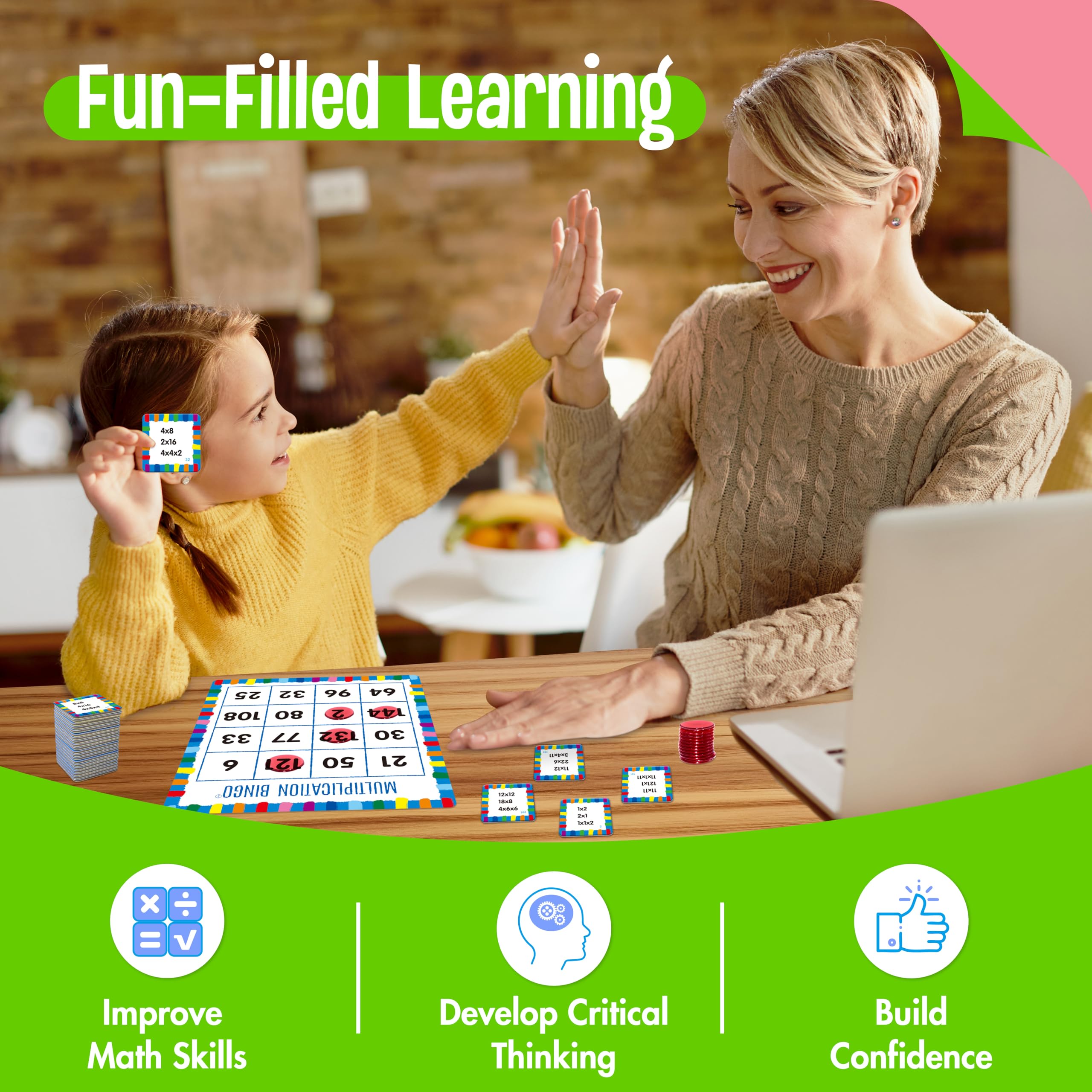 Multiplikations- und Divisions-Bingo-Spiel, 360 Mathematikaufgaben, 2 edukative Brettspiele für Kindergarten- und Vorschulkinder im Alter von 4-8 Jahren, perfekt für den Unterricht und zu Hause