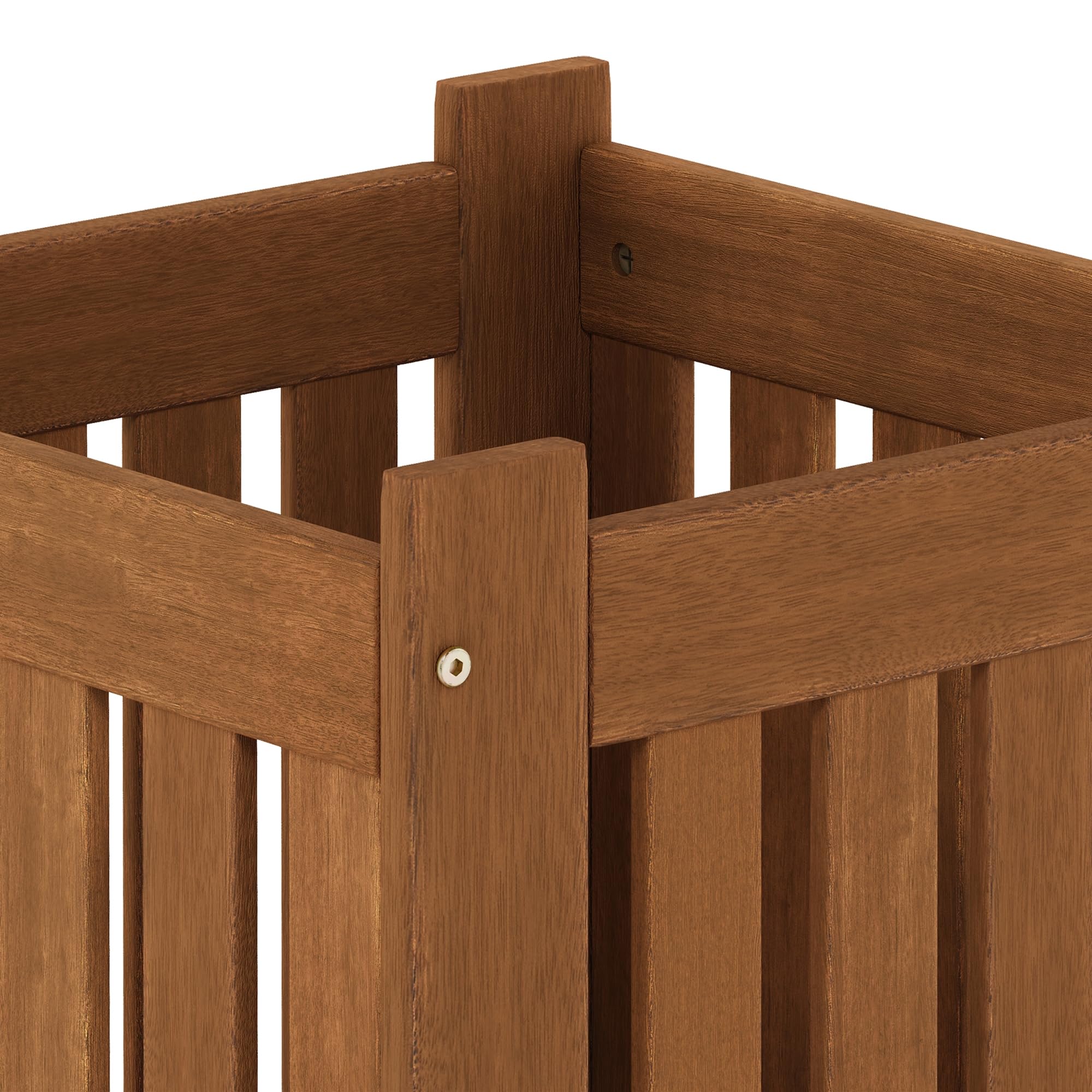 Furinno TIOMAN - Fioriera in legno massiccio, cubo da giardino, in olio di teak, per interni ed esterni, giardino, patio, balcone, legno chiaro