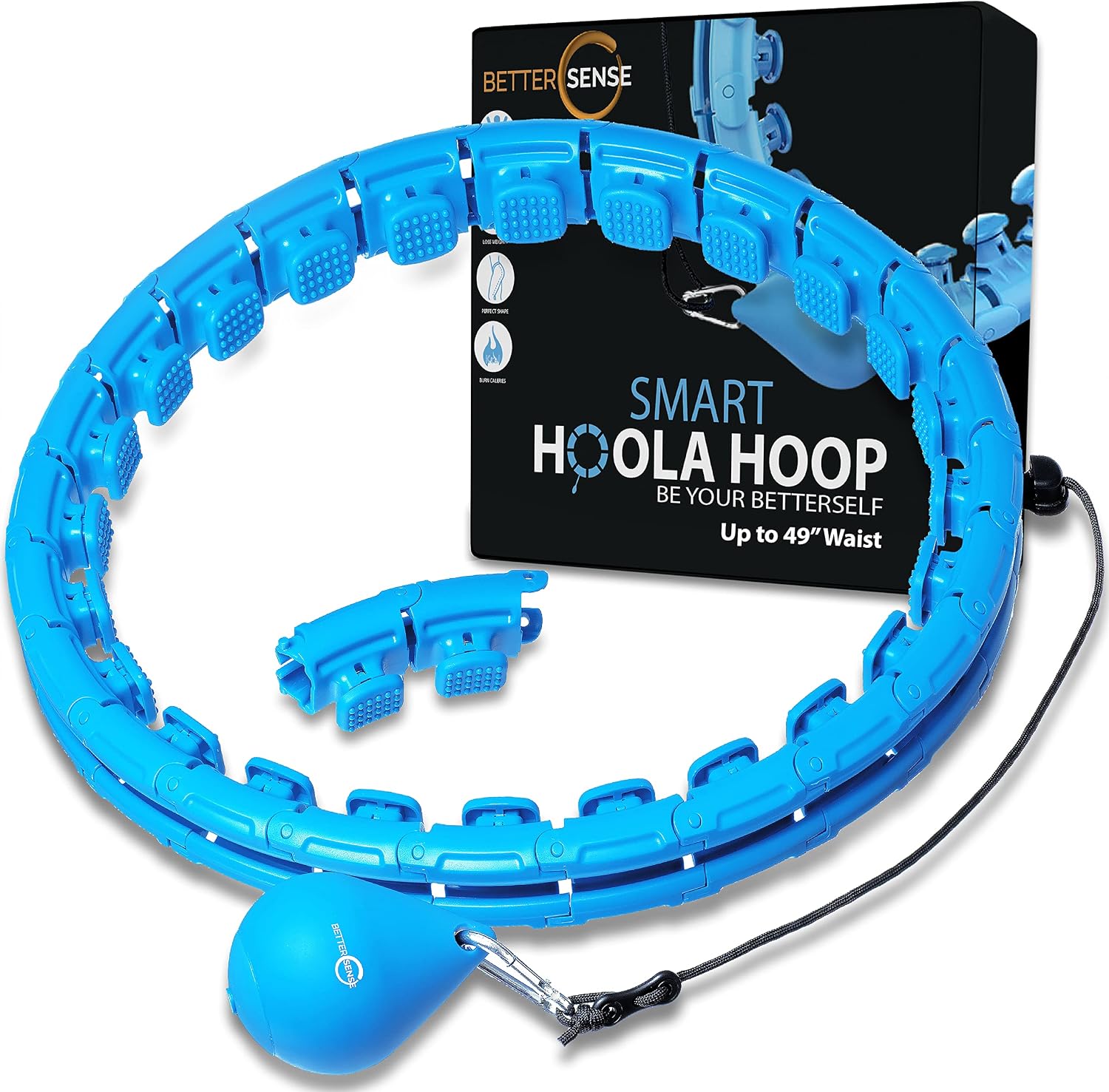 BetterSense Smart Weighted Hula Hoop - Infinity Hoop Plus Size for Adults Weight Loss 2 in 1 Detachable 26 Knots Fit Hoop Adjustable Auto Spinning Massage Ball Fitness Equipment for Adults