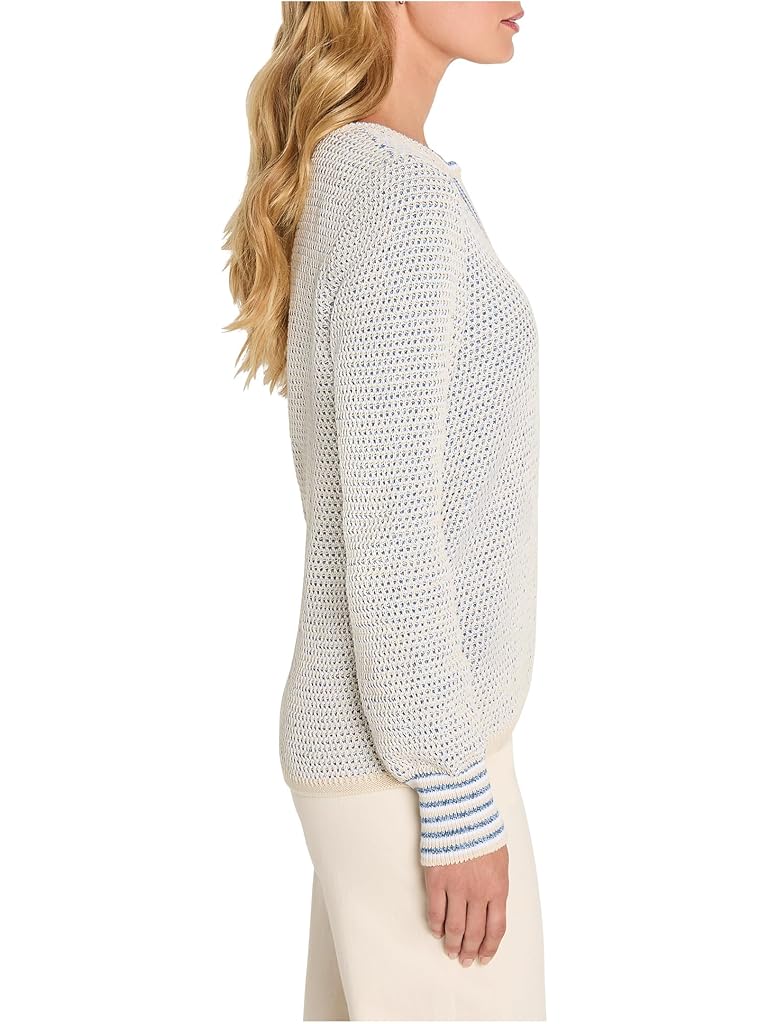 Blue NIC+ZOE Tuck Texture Split Neck Sweater