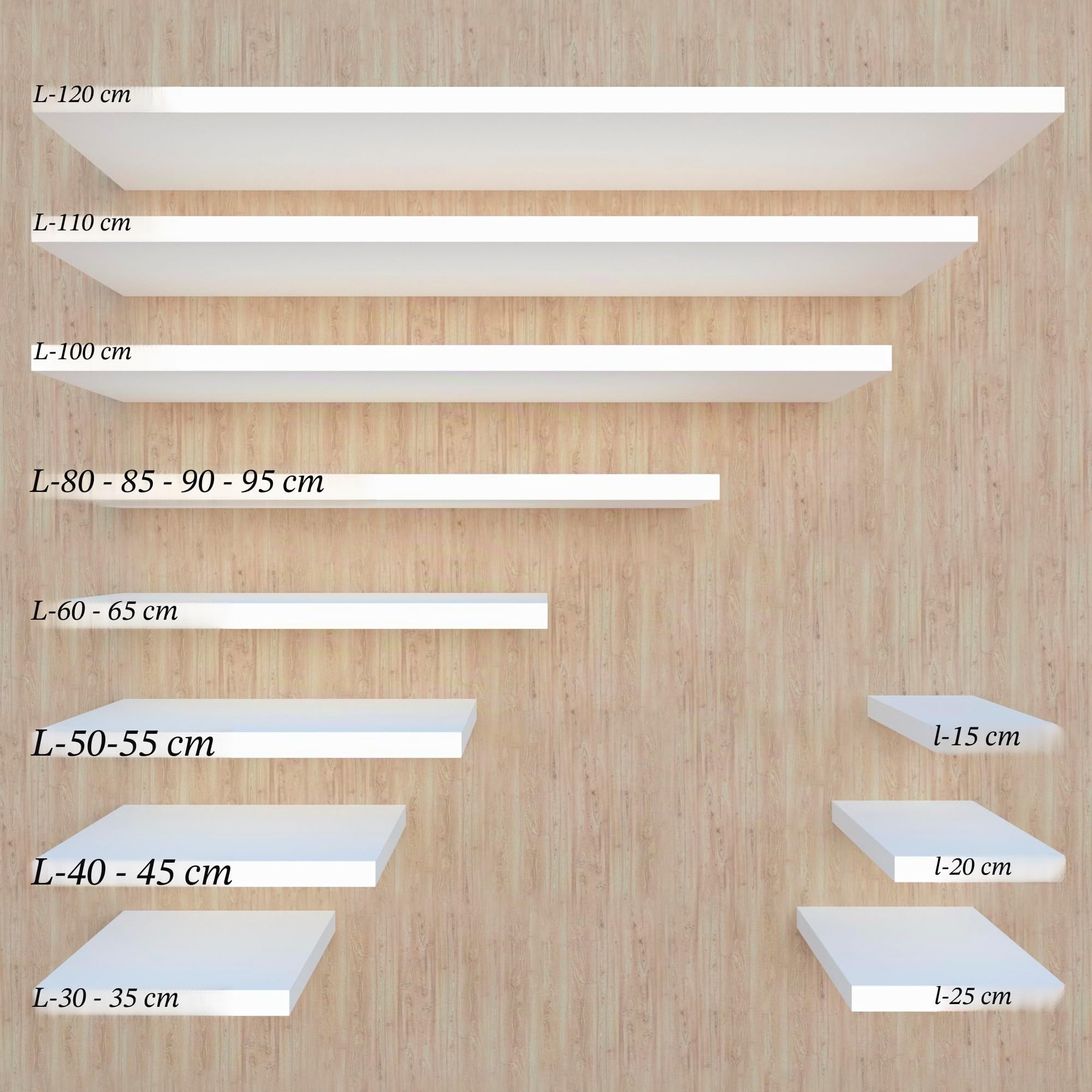 Henor étagère Murale en Bois 120 x 15 x 2.5 cm – Tablette Flottante réglable horizontalement, verticalement et en Inclinaison – Jusqu’à 30 kg – Blanc