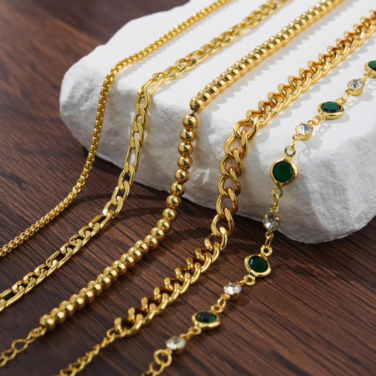 Gold Bracelets for Women,18K Gold Plated 5PCS Set Dainty Stackable Paperclip Chain Bracelets,Jewelry Gifts for Lover Mom Friends - Image 6