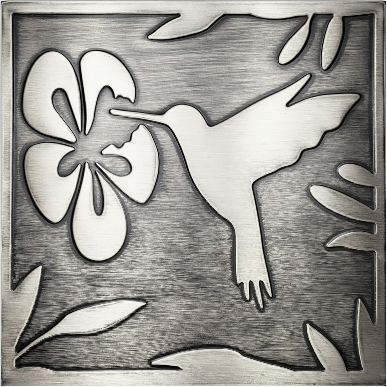 Handmade Steel Kitchen Backsplash Tiles - Hummingbird - 15.75 x 15.75 Decorative Metal Tiles for Premium Wall Decor, Mural Artwork, and More