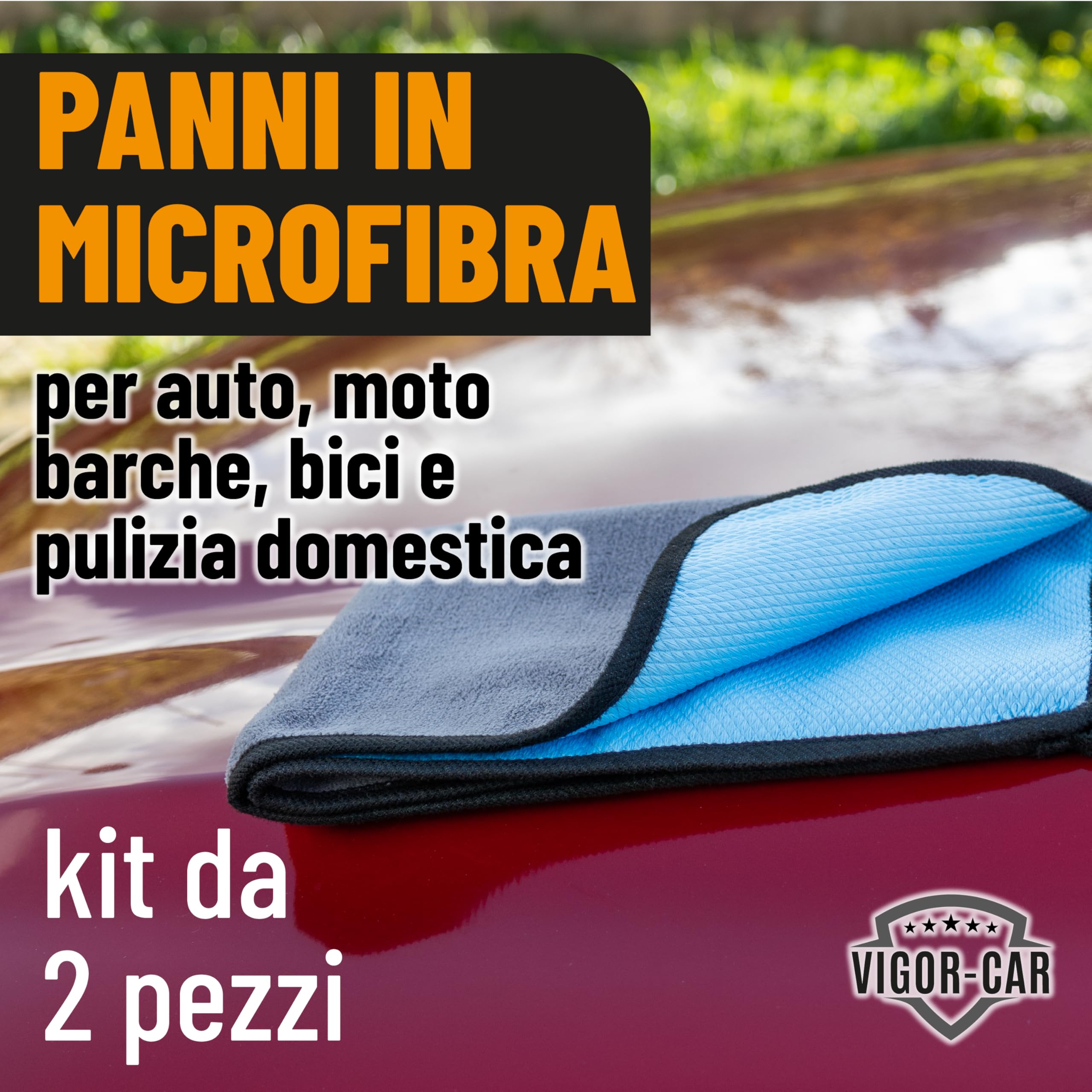 Generico Panni in Microfibra per Auto - Doppia Texture 620/300 gsm, Anti-Lint, con Gancio - Ideali per Pulizia Interna ed Esterna, Set da 2 Pezzi