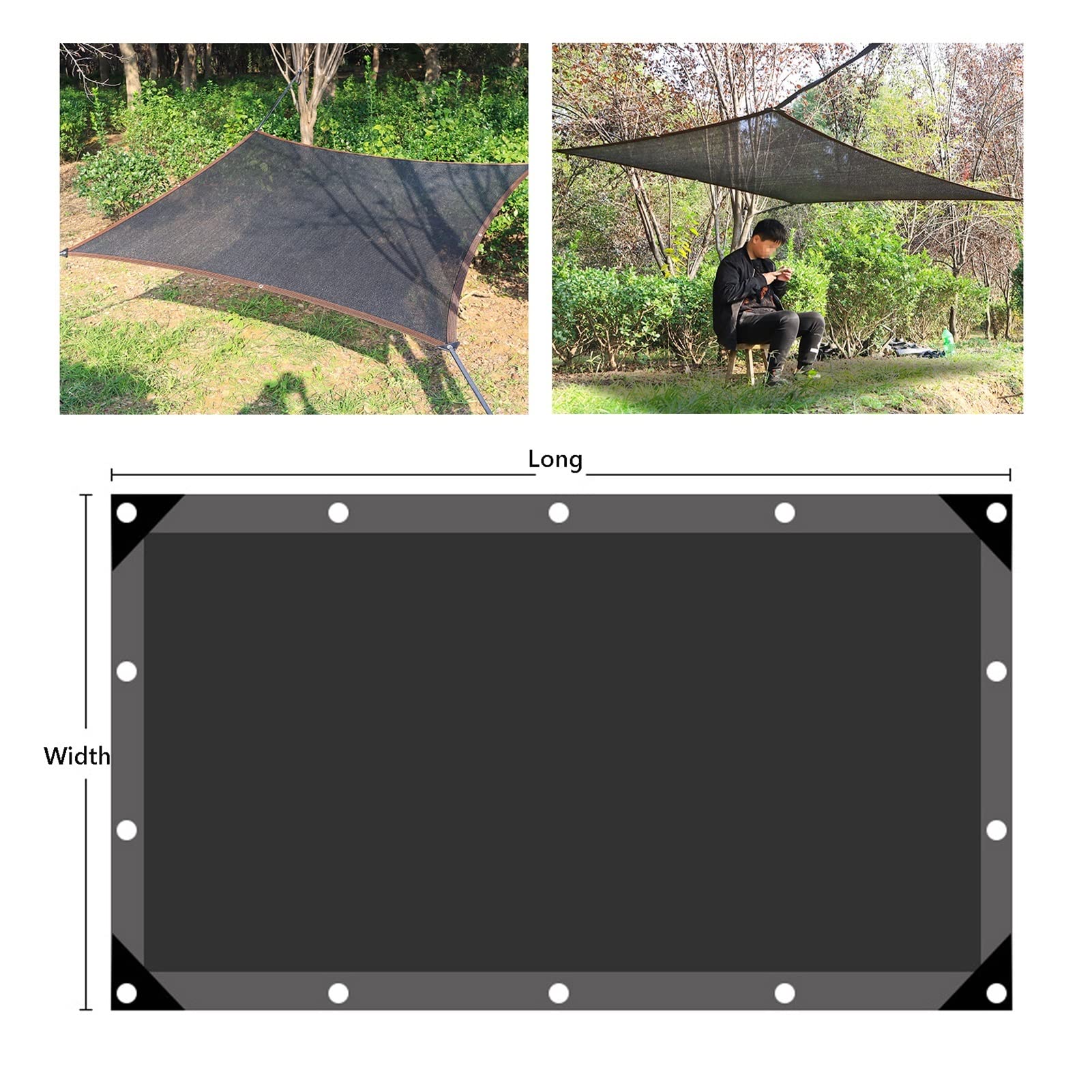 High-De Green - Filet thermique respirant anti-UV avec œillets encastrés pour protection de l'intimité et du soleil - 3 x 7 m / 9.8x23ft