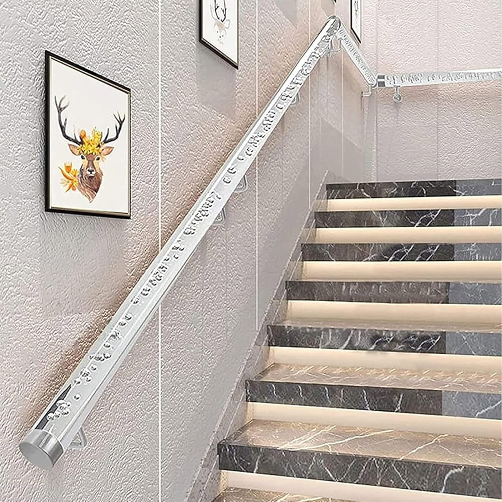 GOUZIBHD Sturdy Safety Banister Transparent Acrylic Staircase Handrail with Fittings,Non-Slip Stair Railing Wall Mounted Grab Bar for Elderly Disabled(Size:1.64ft/50cm,Color:Silver Bracket)