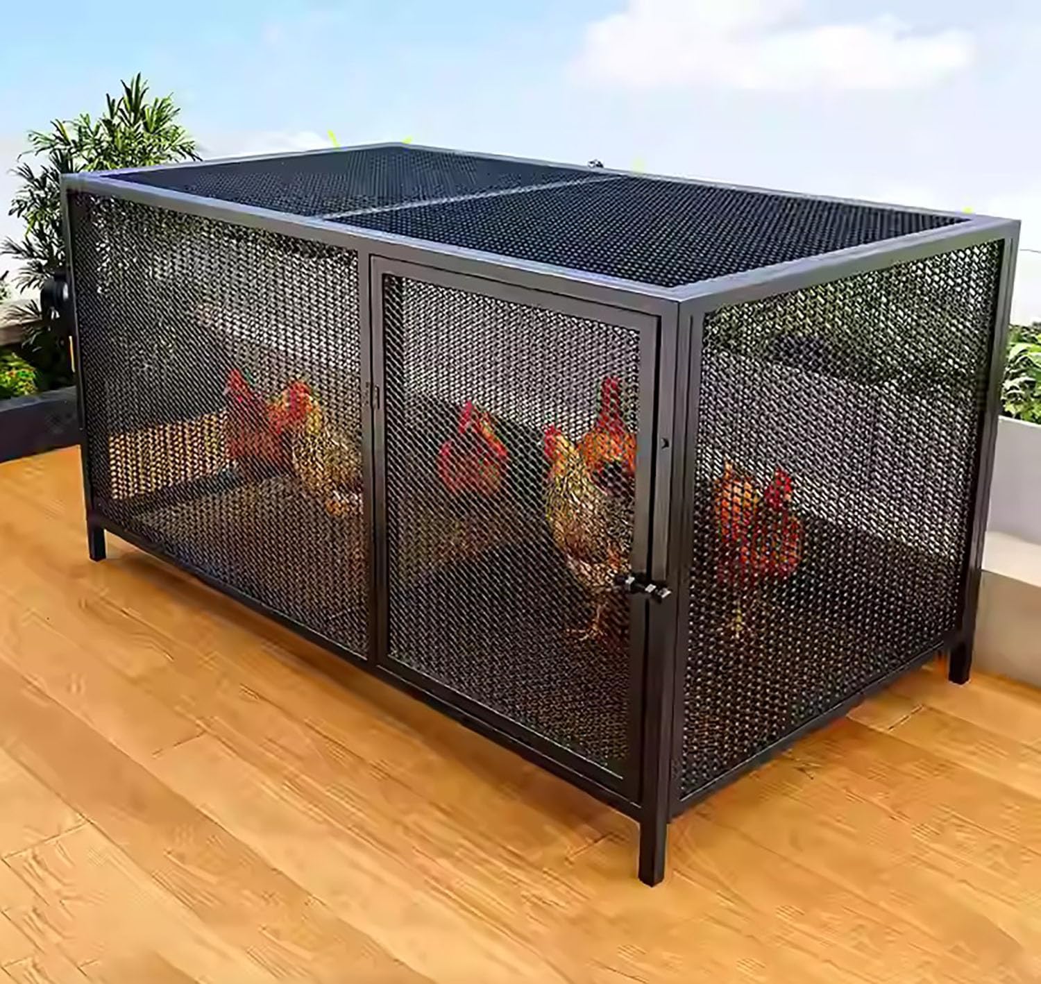 Amazon | Yobuisg 鶏 ケージ 室内 屋外 うずら 鶏小屋 大型角管高密度