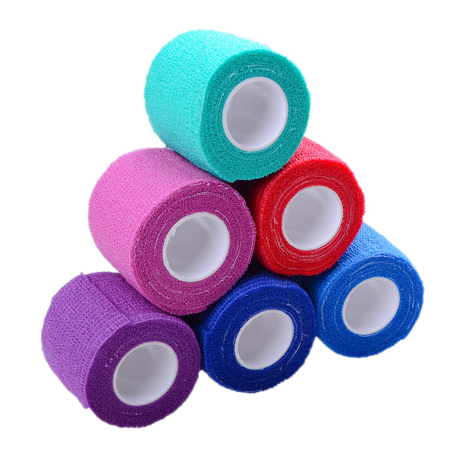 OPII Vet Wraps - 6-Pack Gauze Rolls, Cohesive Bandage, Self Adhesive Bandage Wrap for Animals, Self Adherent Wrap, Assorted Colors, 2 Inches x 5 Yard (Multicolor)