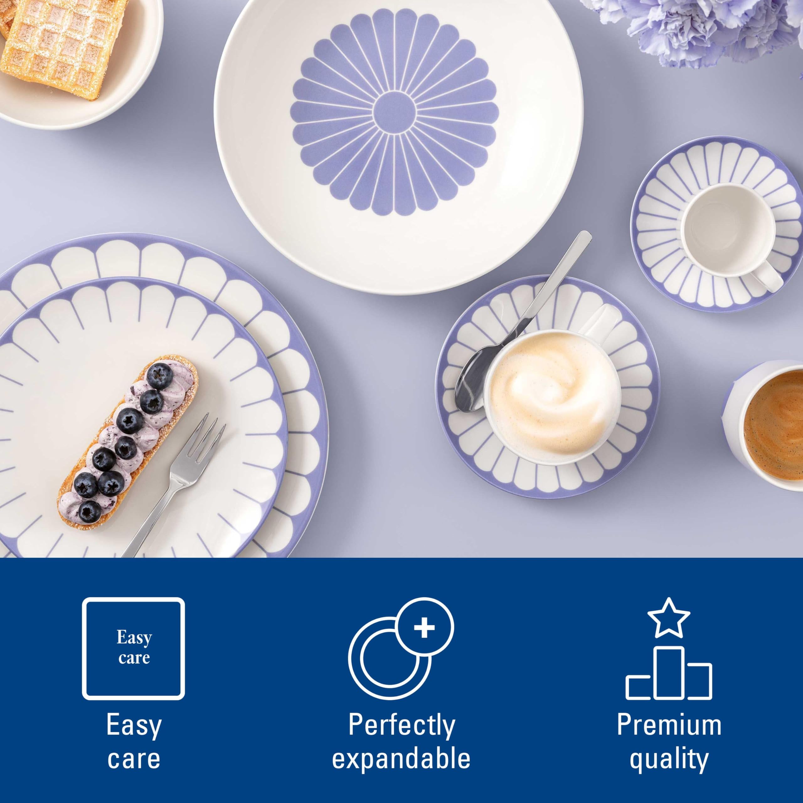 Villeroy & Boch - Fleur bleu filiżanka do espresso niebieska, można myć w zmywarce i używać w kuchence mikrofalowej, mała filiżanka do espresso lub do kawy, naczynie, kwiatowy wzór, porcelana Premium