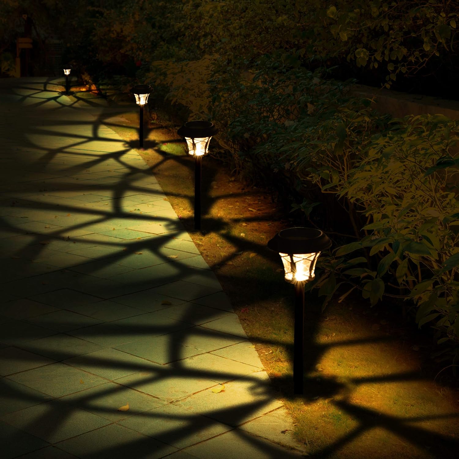 Black Friday - 60% OFF BEAU JARDIN 8 Pack Solar Landscape Pathway Lights Bright Outdoor Garden IP65 Waterpoof Stakes Metal Glass Stainless Steel Auto On/Off Powered LED Lighting Decorative for Yard Walkway Warm White