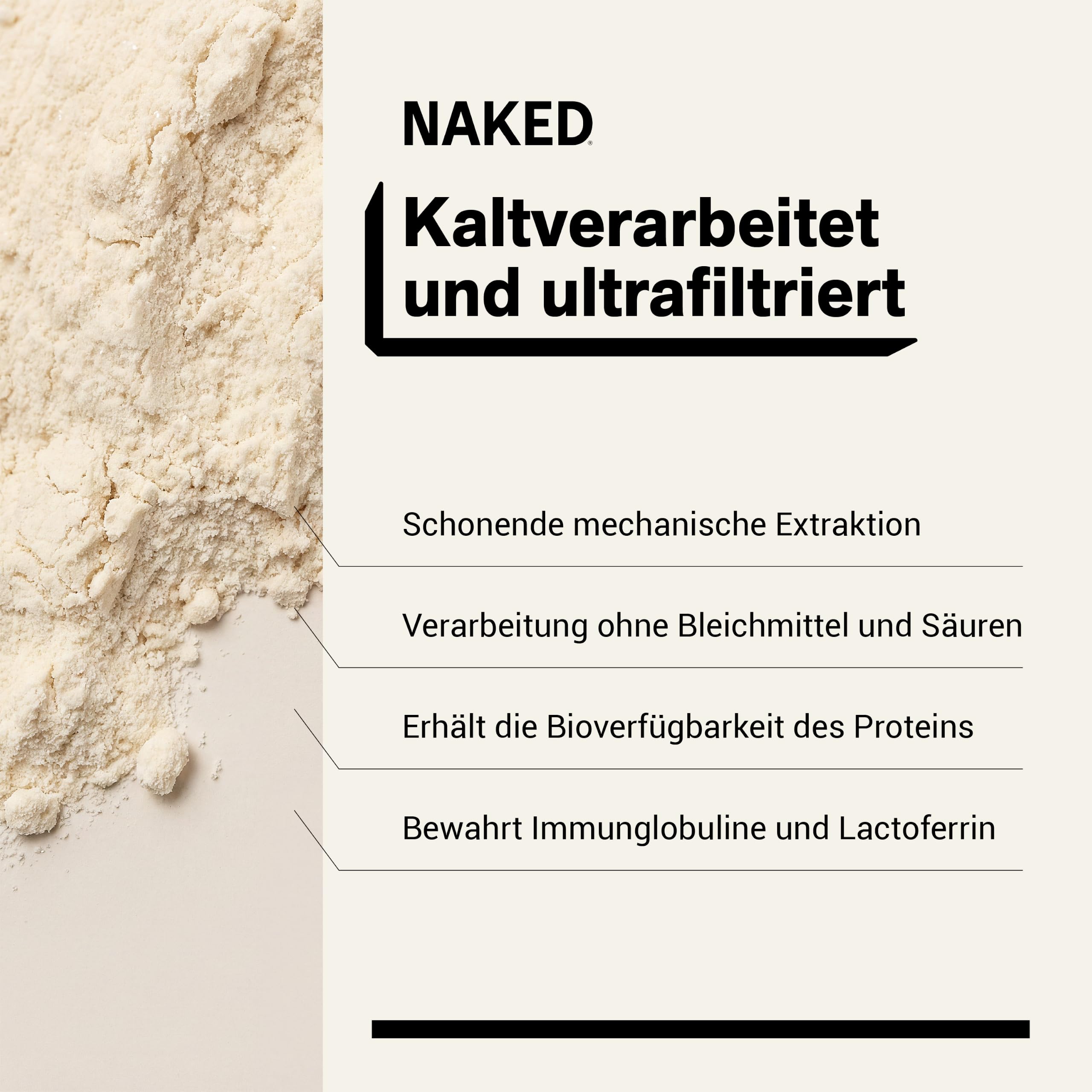 Naked Whey Protein Pulver (Eiweißpulver), Nur 1 Zutat, Grass Fed, Glutenfrei, Sojafrei, GMO-frei, 25g Protein und 6g BCAAs pro Messlöffel, Geschmacksneutral, 76 Portionen, 2280g