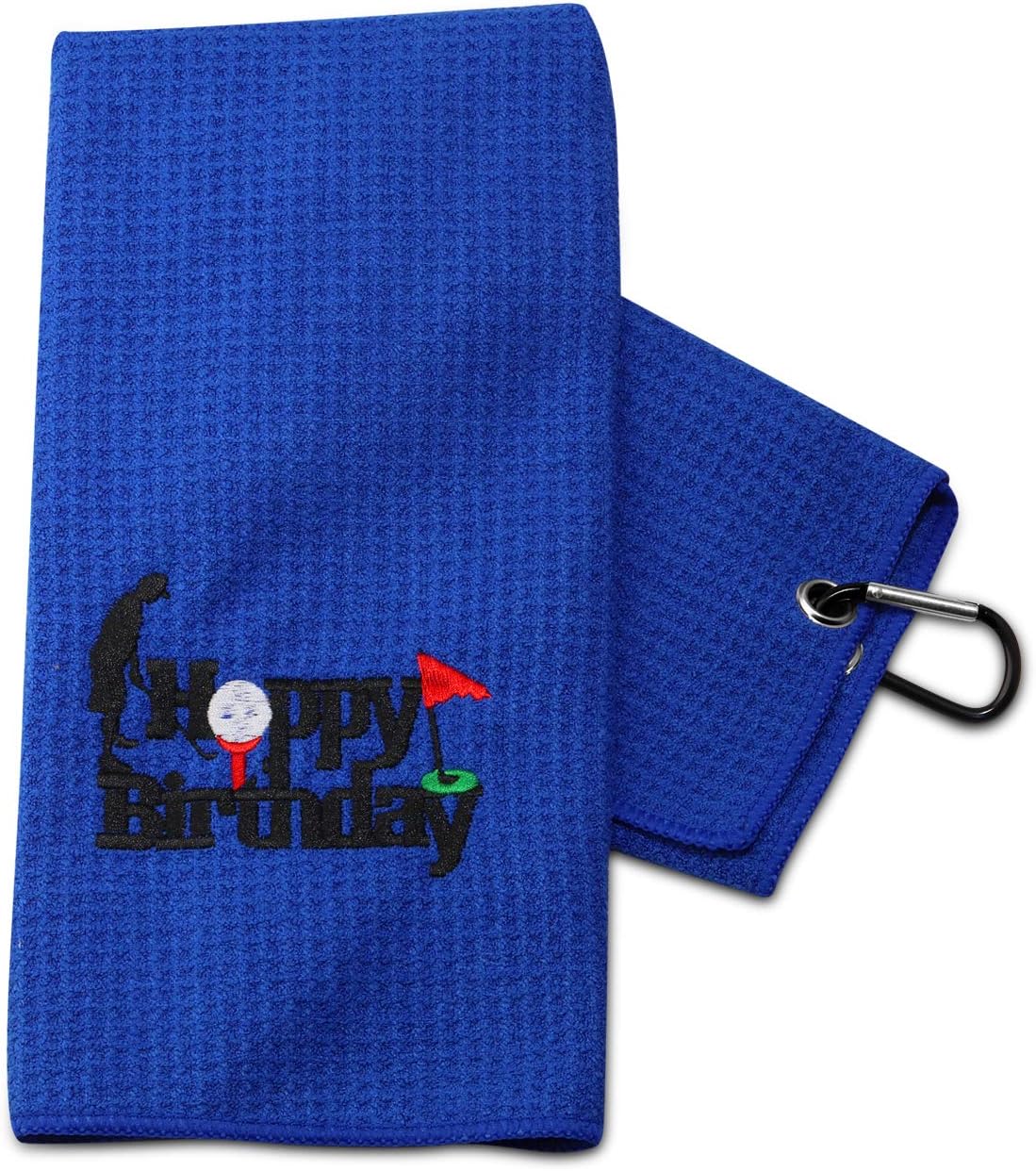 review PXTIDY Happy Birthday Golf Towel Gift Golf Dad Papa Birthday Gift Golf Theme Birthday Embroidered Golf Towel with Clip Gift for Golf Lover