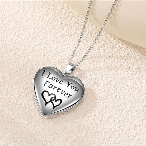 Miniatura 2 de PHOCKSIN Locket Necklace for Women BlackGoldSilver Locket Necklace Gifts for Girls OvalRoundHeart Photo Necklace Custom Picture Presents for