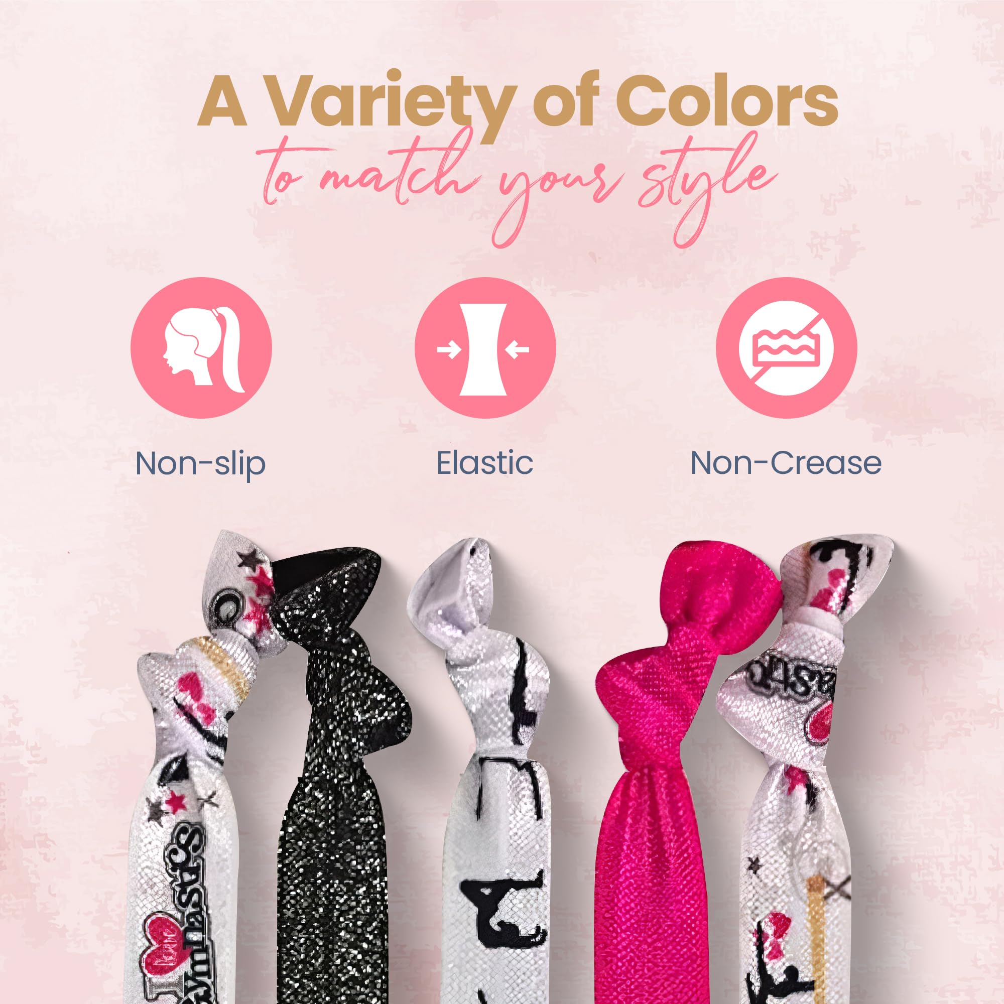 Gymnastic Hair Ties - Hair Accessories For Girls' Gymnastics Routines. Enhance Your Style with Elastics by SportyBella 5pcs.