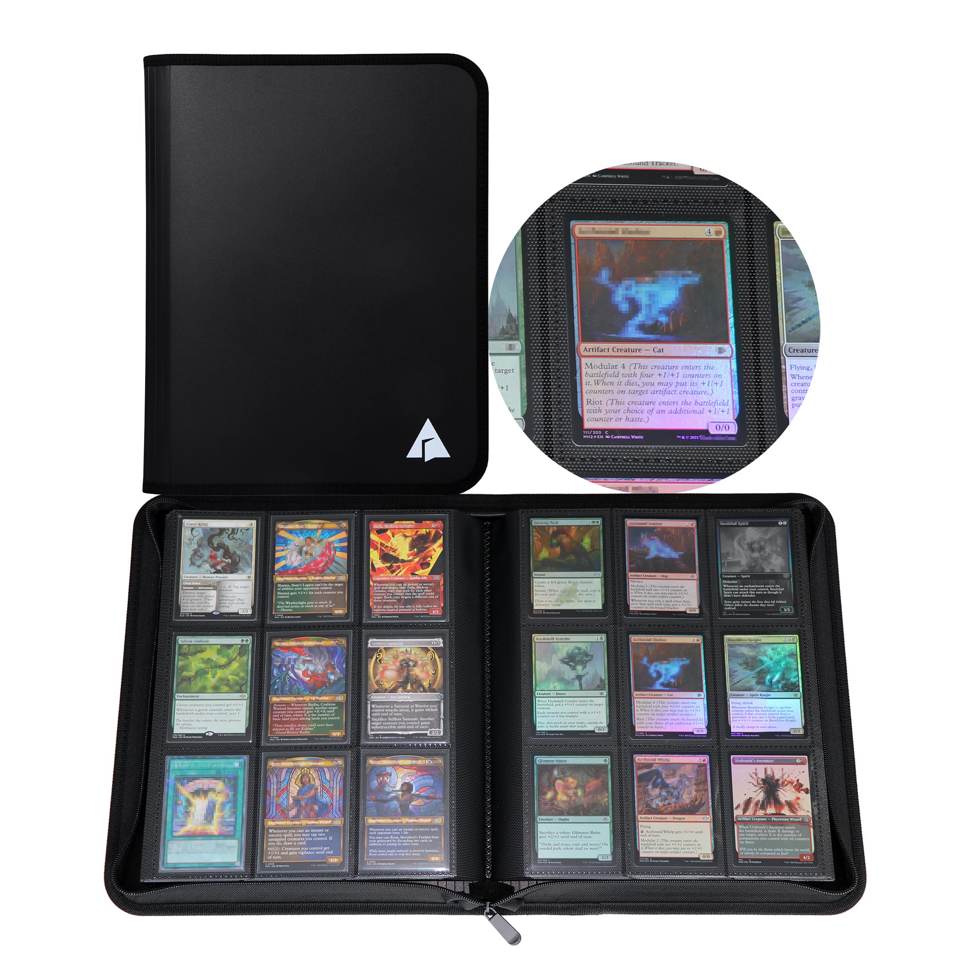 Rayvol 9-Pocket 828 Card Binder, Zip Trading Card Binder, 828 Double-Sided Pockets for MTG, Sports and TCG Cards