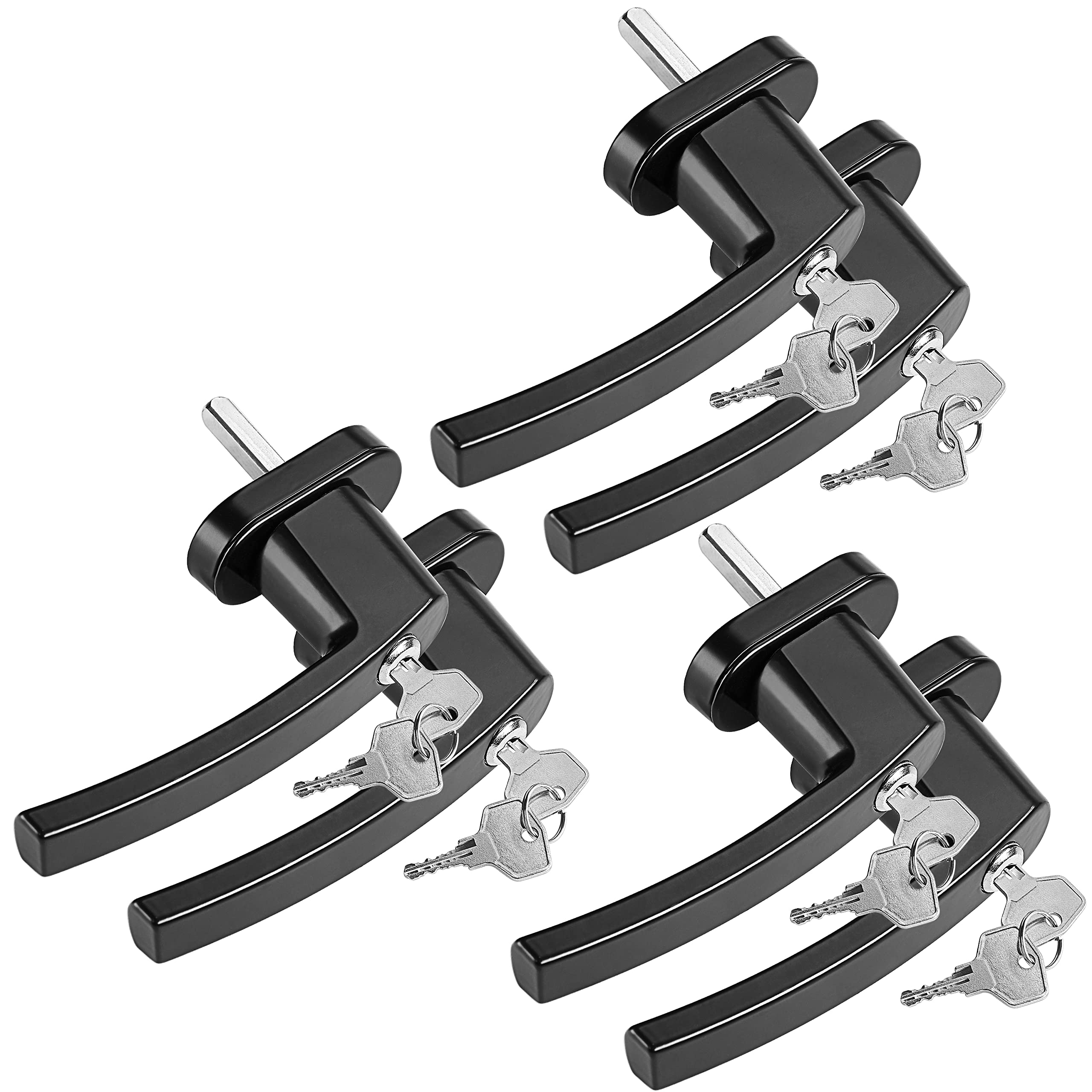 MONZANA® 6x Lockable Window Handles with Child Safety Push Button | 35mm Pin Length 7x7mm Square | Replacement UPVC Frame Handle | Security Lock Key | Stainless Steel | Black