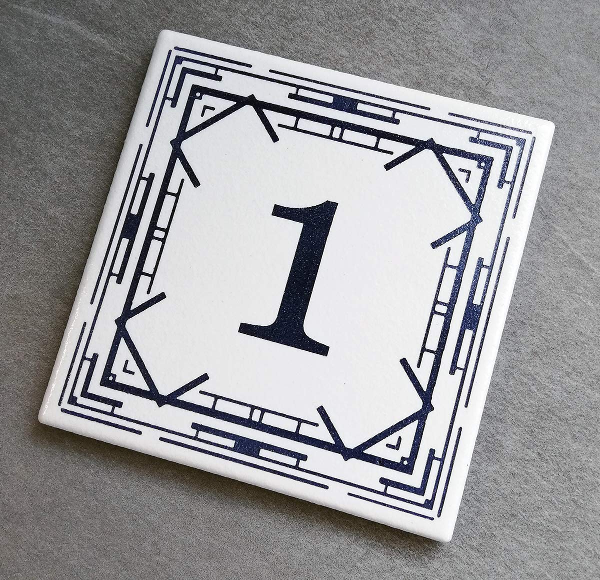 GUIZZO Creart Targa Ceramica Personalizzata - Numero Civico Stile Liberty, Incisione Laser, Made In Italy