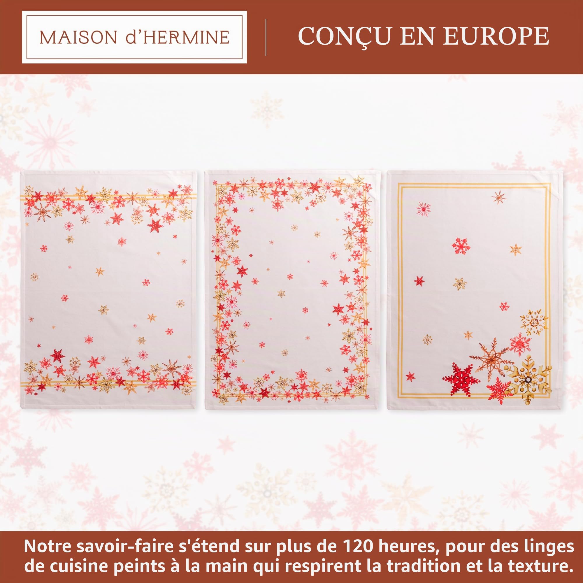 Maison d'Hermine Crystal Star Lot de 3 torchons de cuisine, bar multi-usages doux et absorbants 100 % coton - Printemps/été - 50 x 70 cm