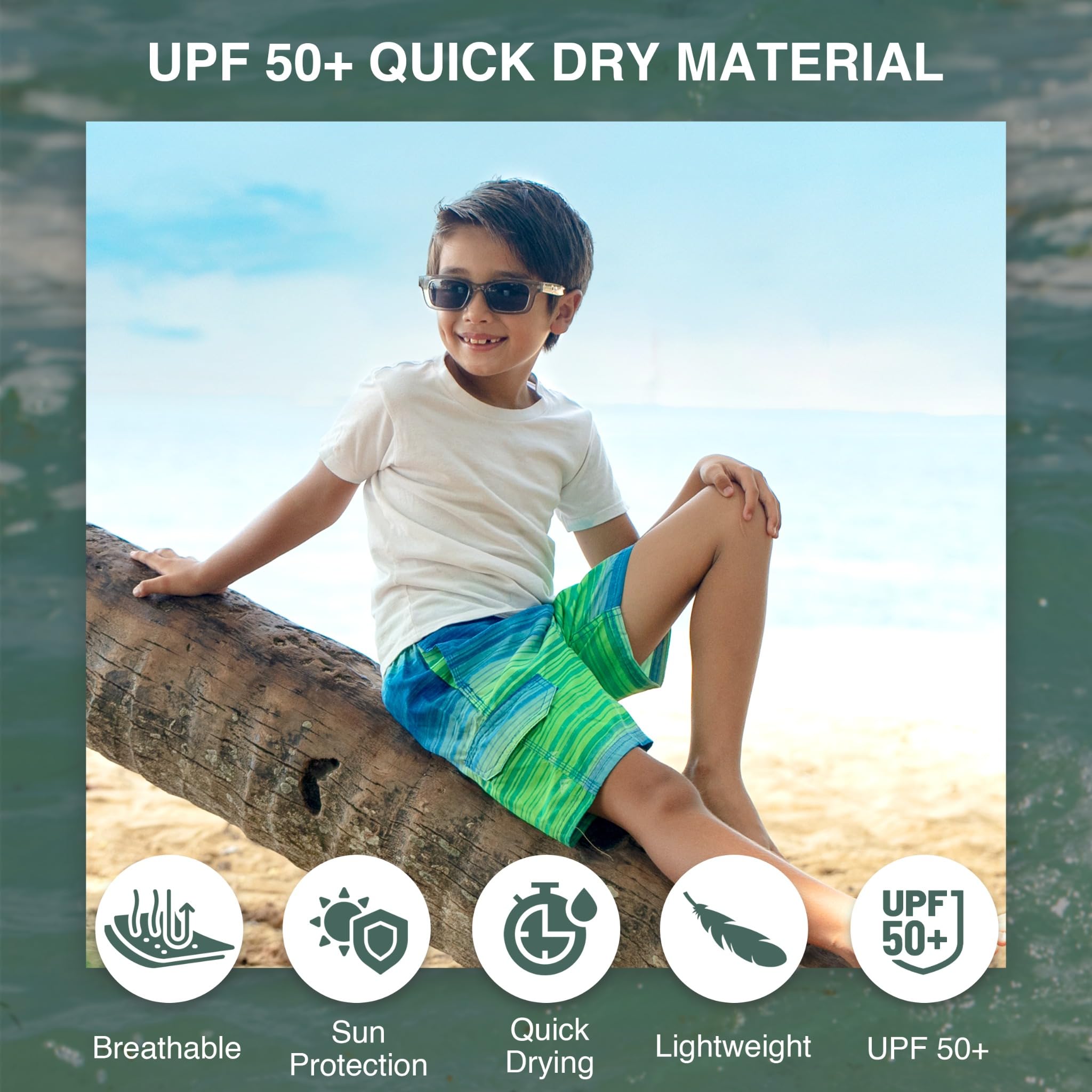 Kanu Surf Boys' Oahu Quick Dry Beach Swim Trunk