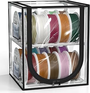 JINDUN 3D Filament Aufbewahrung, Filament Aufbewahrungsbox mit 2-stöckiges Metall Regal &Transparenter Abdeckung &Trockenmittel, Für 20-24 Rollen (PLA, ABS, PETG, TPU), Platzsparend für Werkstatt&Heim