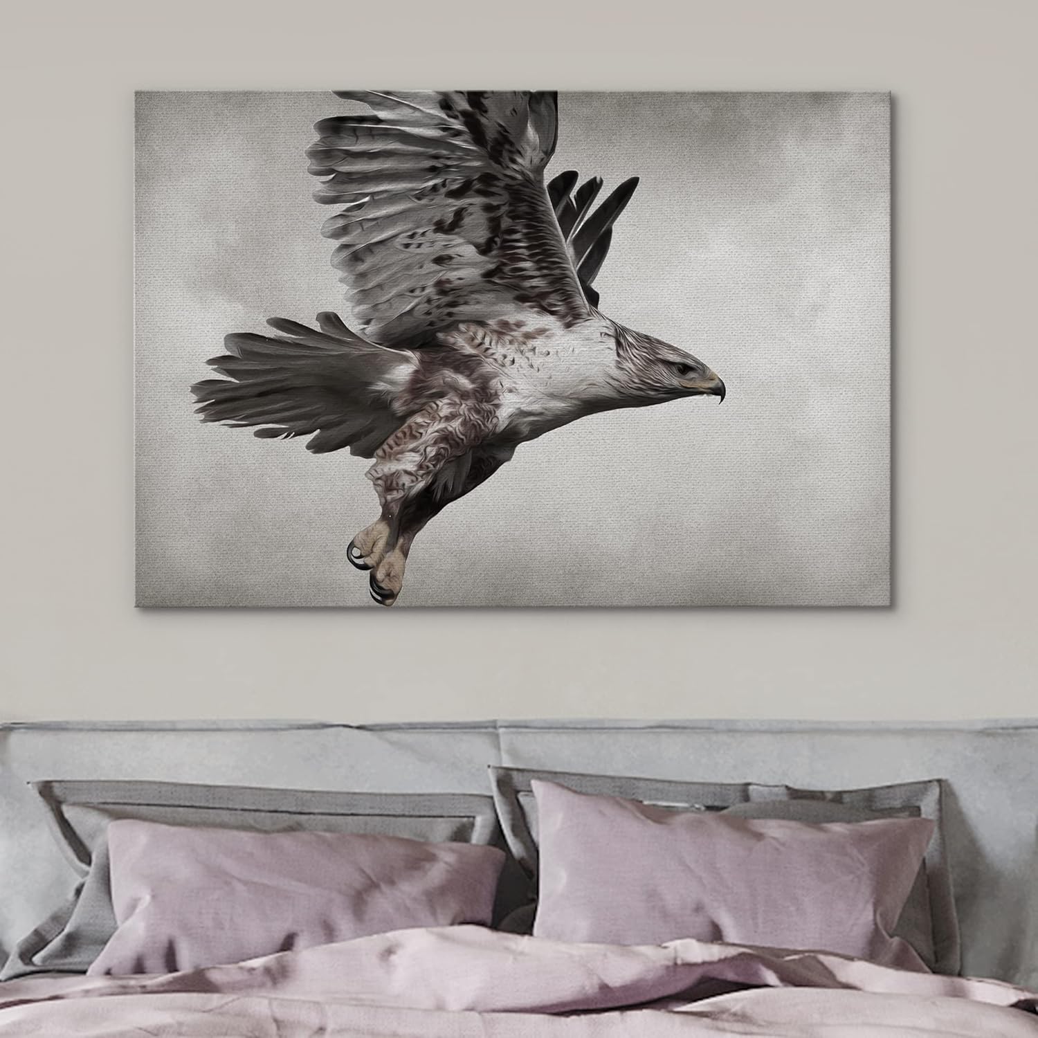 NWT Canvas Wall Art Wildlife Hawk in The Sky Painting Artwork for Home Decor Framed - 12x18 inches