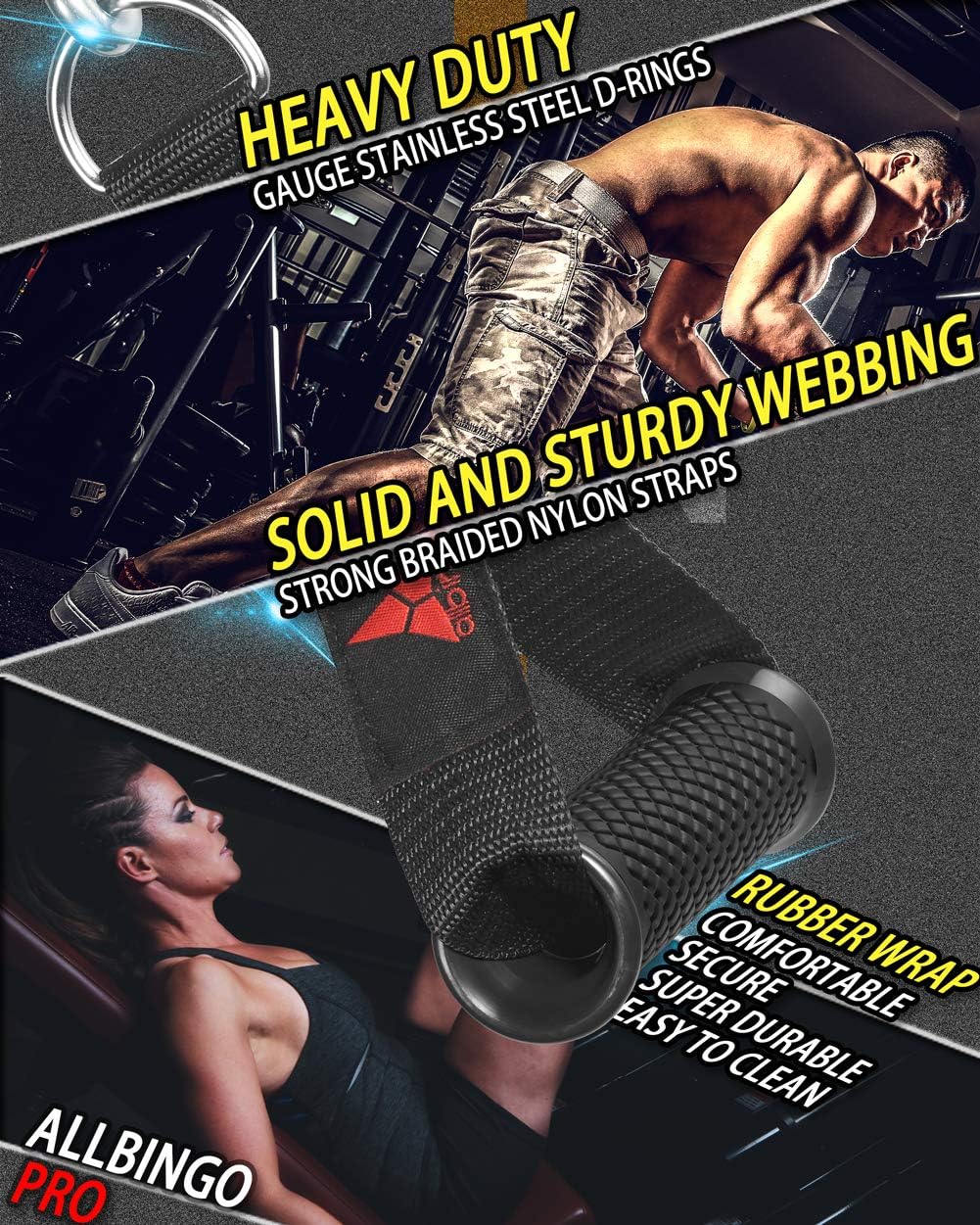 allbingo Pro Cable Handles Compatible with Cable Machines and Bowflex, Heavy Duty Exercise Hand Grips Attachment with 2 Carabiners for Resistance Bands Total Home Gym (Black/Black, Heavy Duty) : Sports & Outdoors