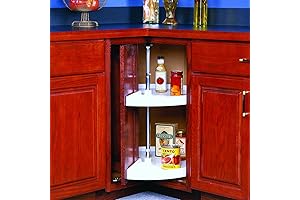 KV Lazy Susan Pie Cut Door Mounted 2 Polymer Shelves 28 Inch Wide (Set) White