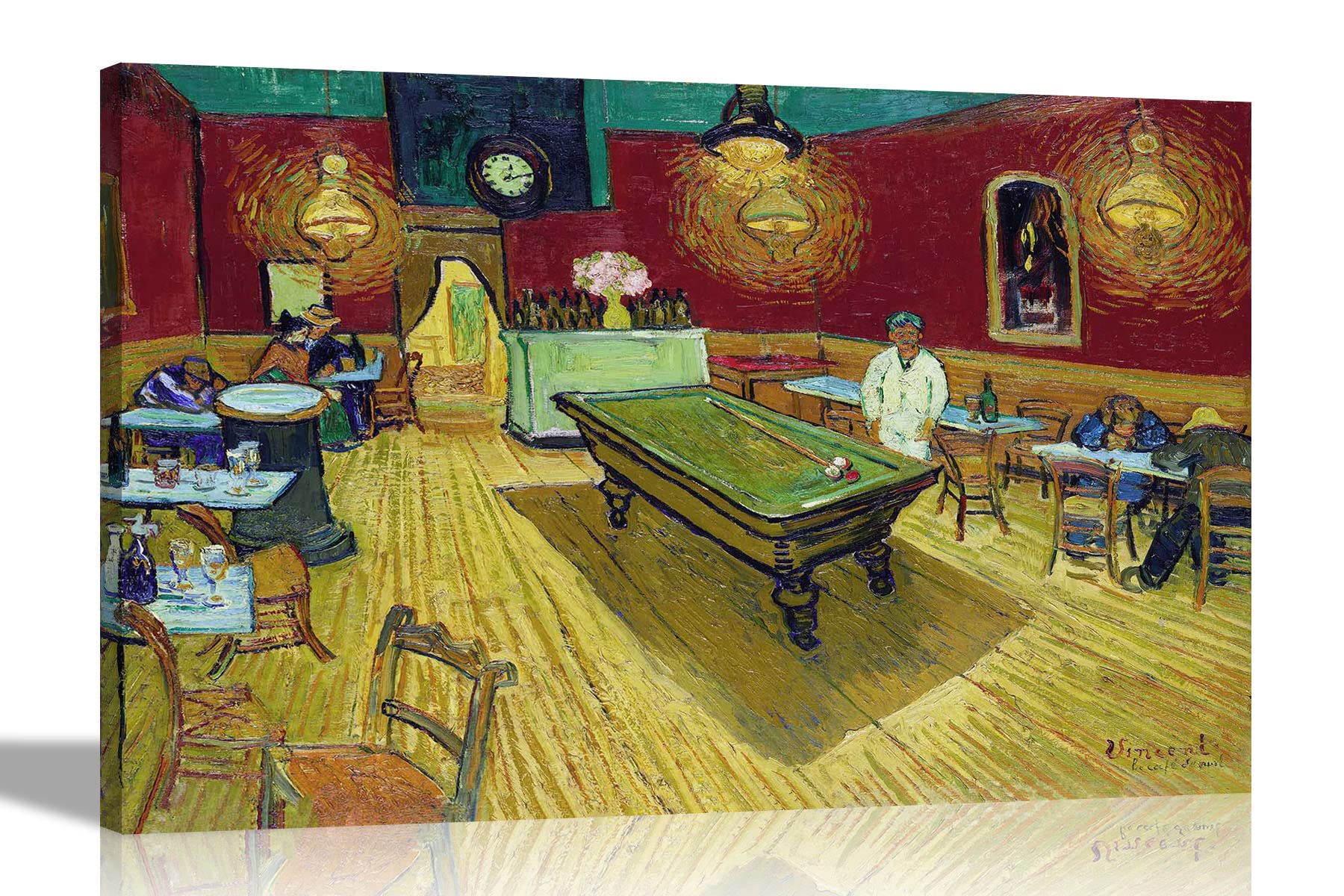 Artley Prints - The Night Cafe by Vincent Van Gogh Canvas Wall Art Abstract Home Decoration Modern Framed Prints 76 x 50cm (30 x 20 inches)