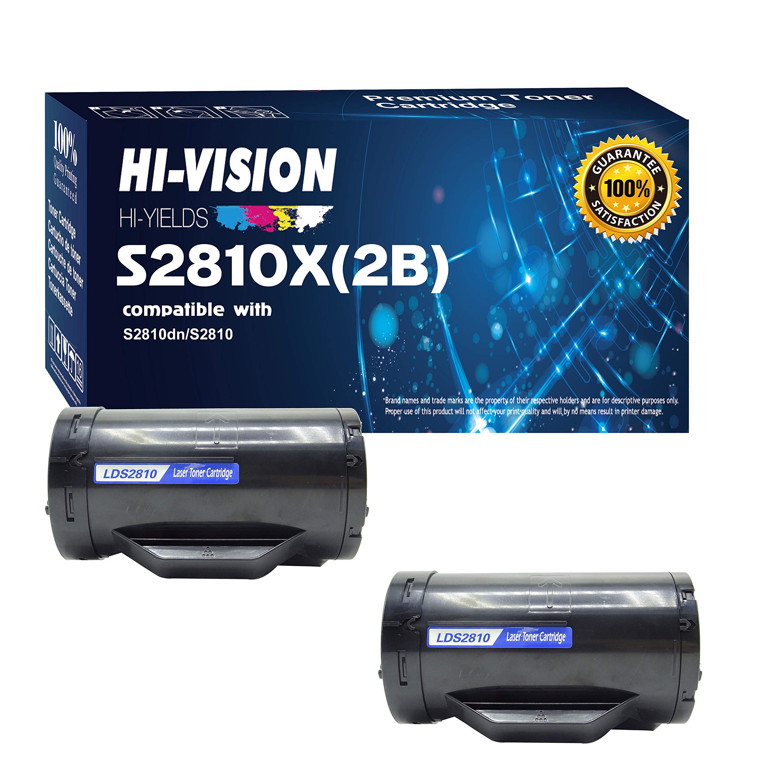 HI-Vision 2 Pack Compatible S2810X High Yield (6,000 Pages, 593-BBMF) Black Toner Cartridge Replacement for H815dw S2810dn S2815dn Printers