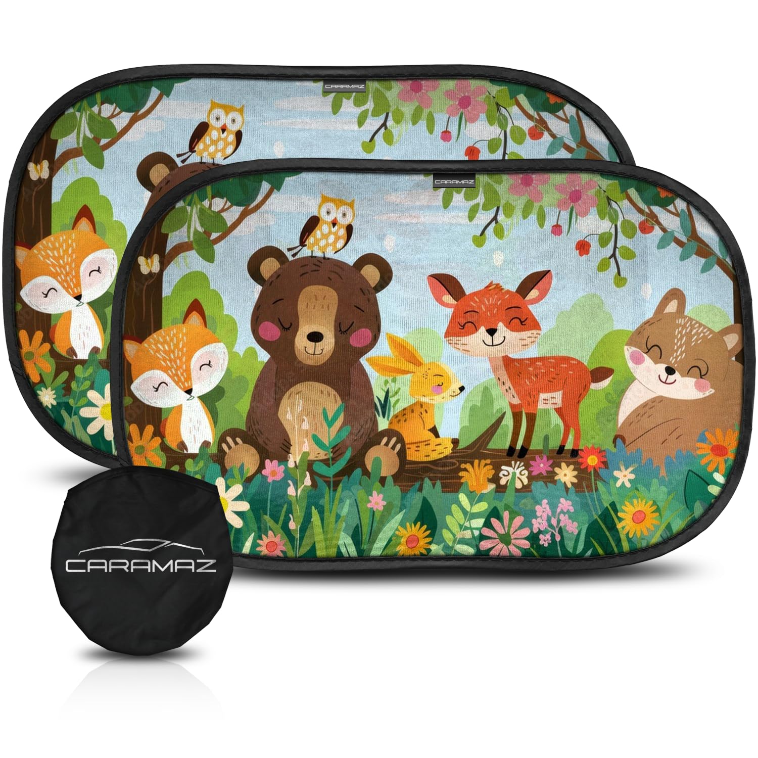 CARAMAZ Parasole Auto per Bambini con Protezione UV, Certificato REACH – Opti-Dark – GSM100+ – Oscuramento 51x31 cm, 2 pezzi Legno