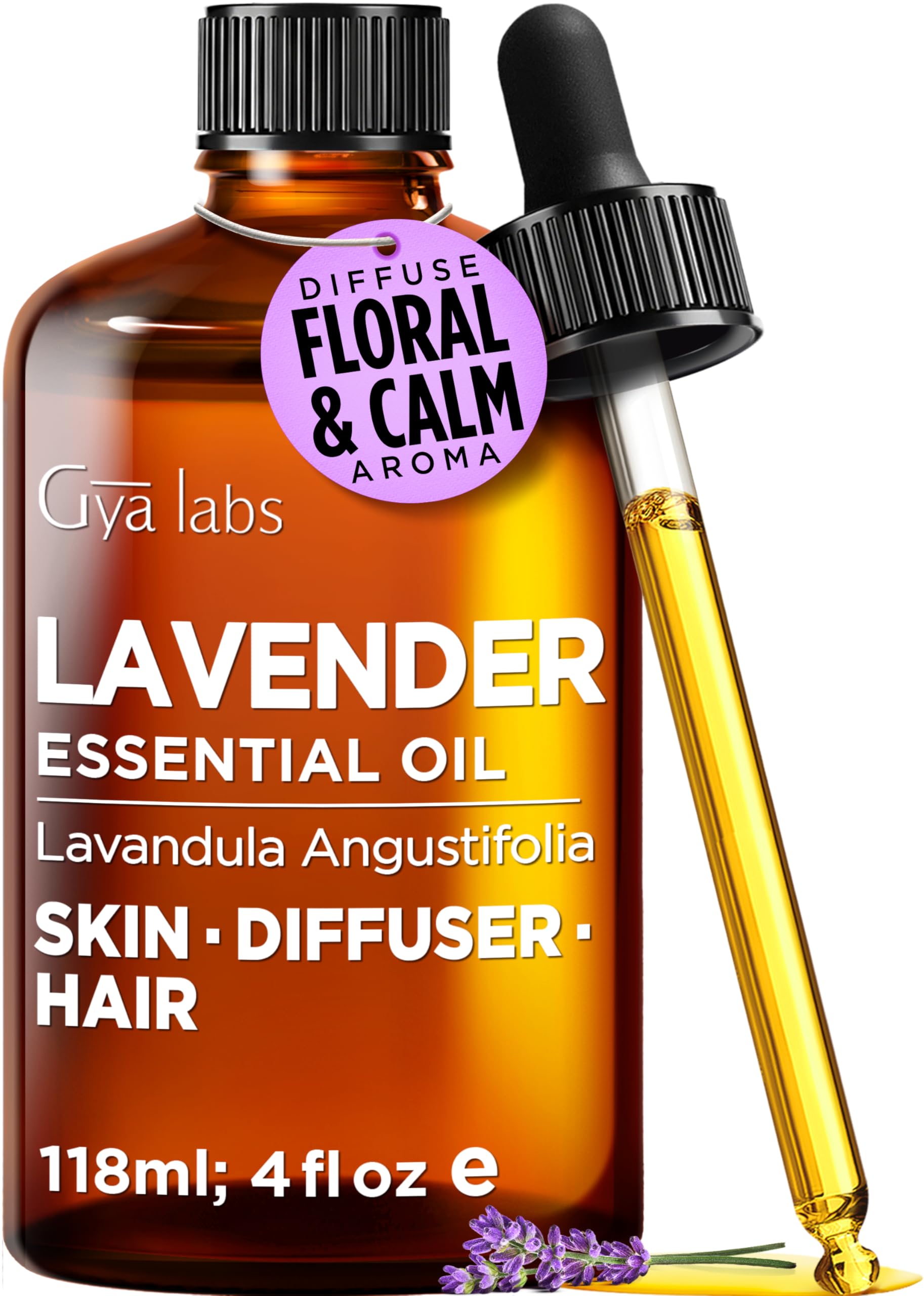 100% Pure Lavender Essential Oil for Skin &amp; Diffuser - 4 Fl Oz