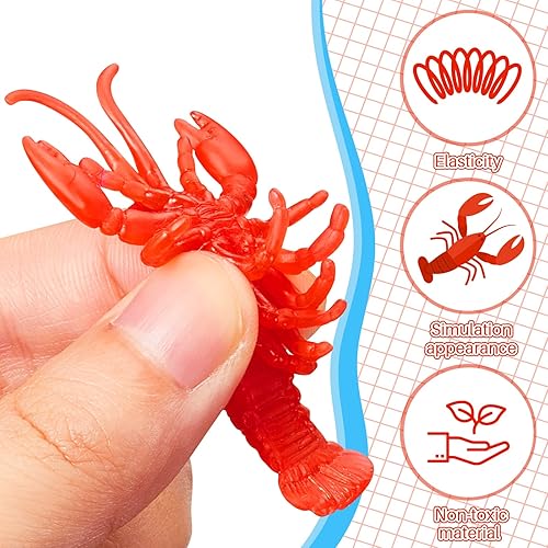 Miniatura 3 de Lewtemi 50 piezas de mini juguetes falsos de cangrejo de cangrejo de cangrejo rojo de caucho TPR suave modelos de langosta decoración para educación