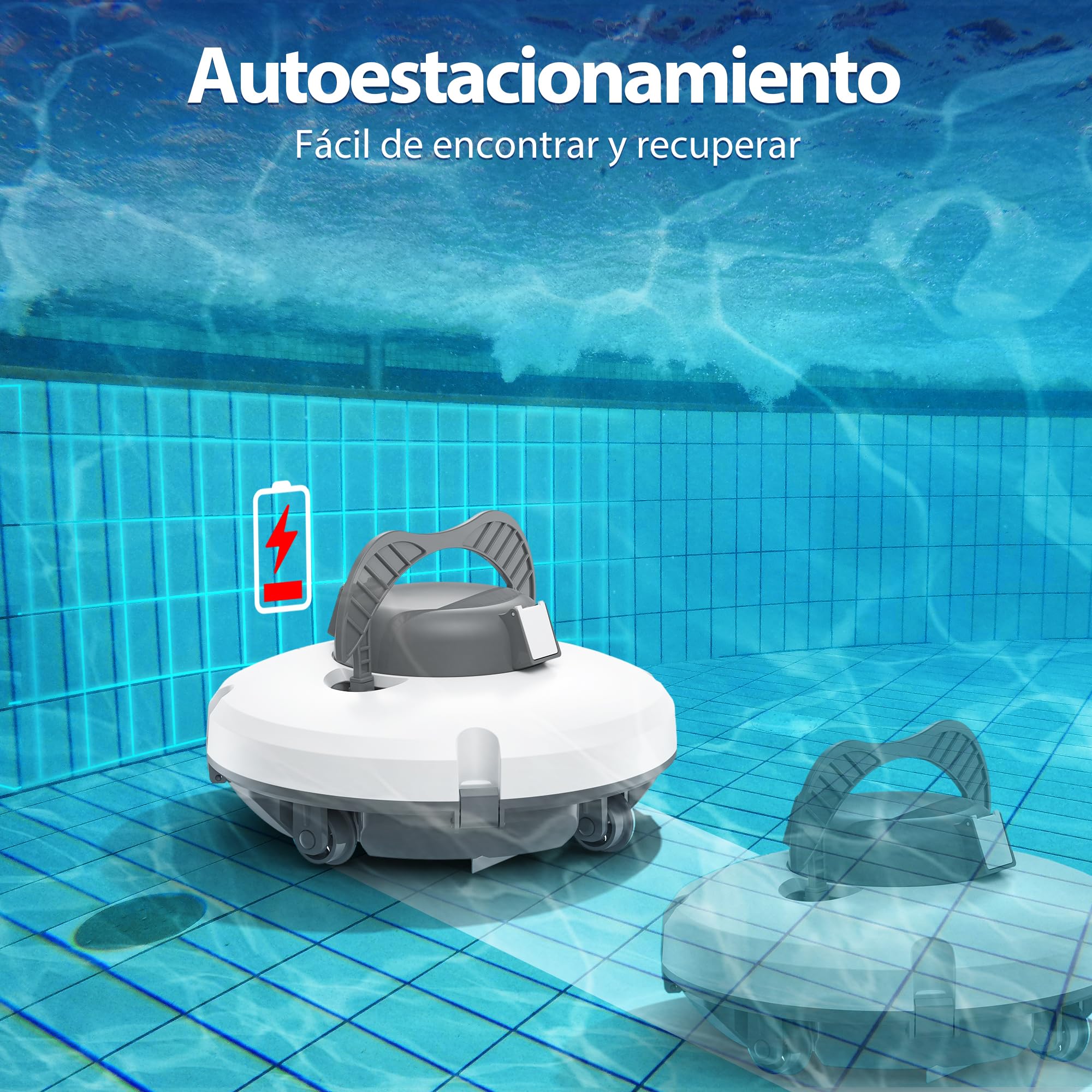 (Nuovo 2026) S1 Robot Limpiafondos Piscina, Batería de Doble Motor, 130Min de Autonomía para Piscinas Elevadas de hasta 120m², Sube Pendientes de 18°, Estacionamiento Auto, Doble Filtración