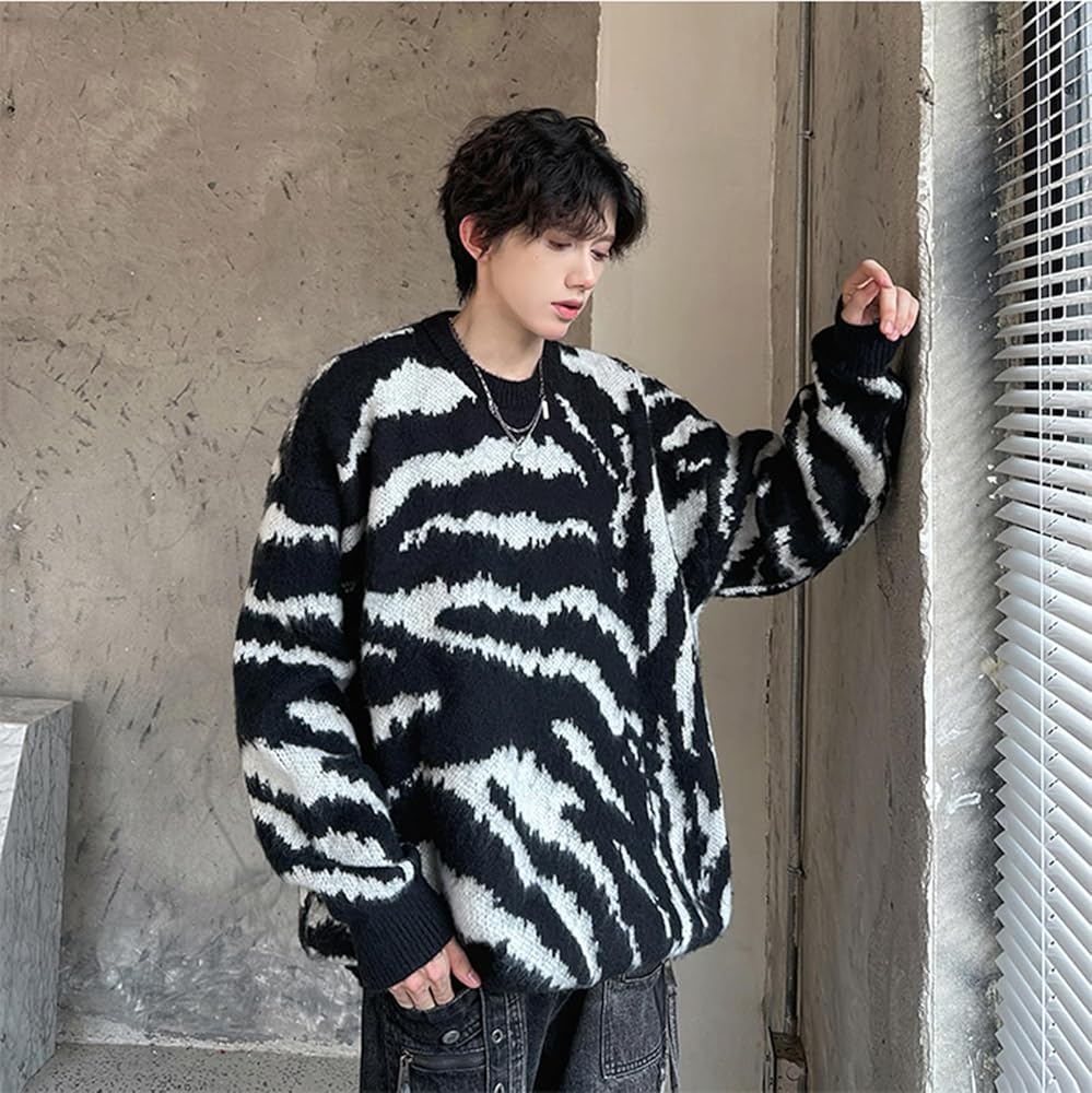Amazon | [JIYUTOR] ゼブラ柄 長袖ニット ニットセーター