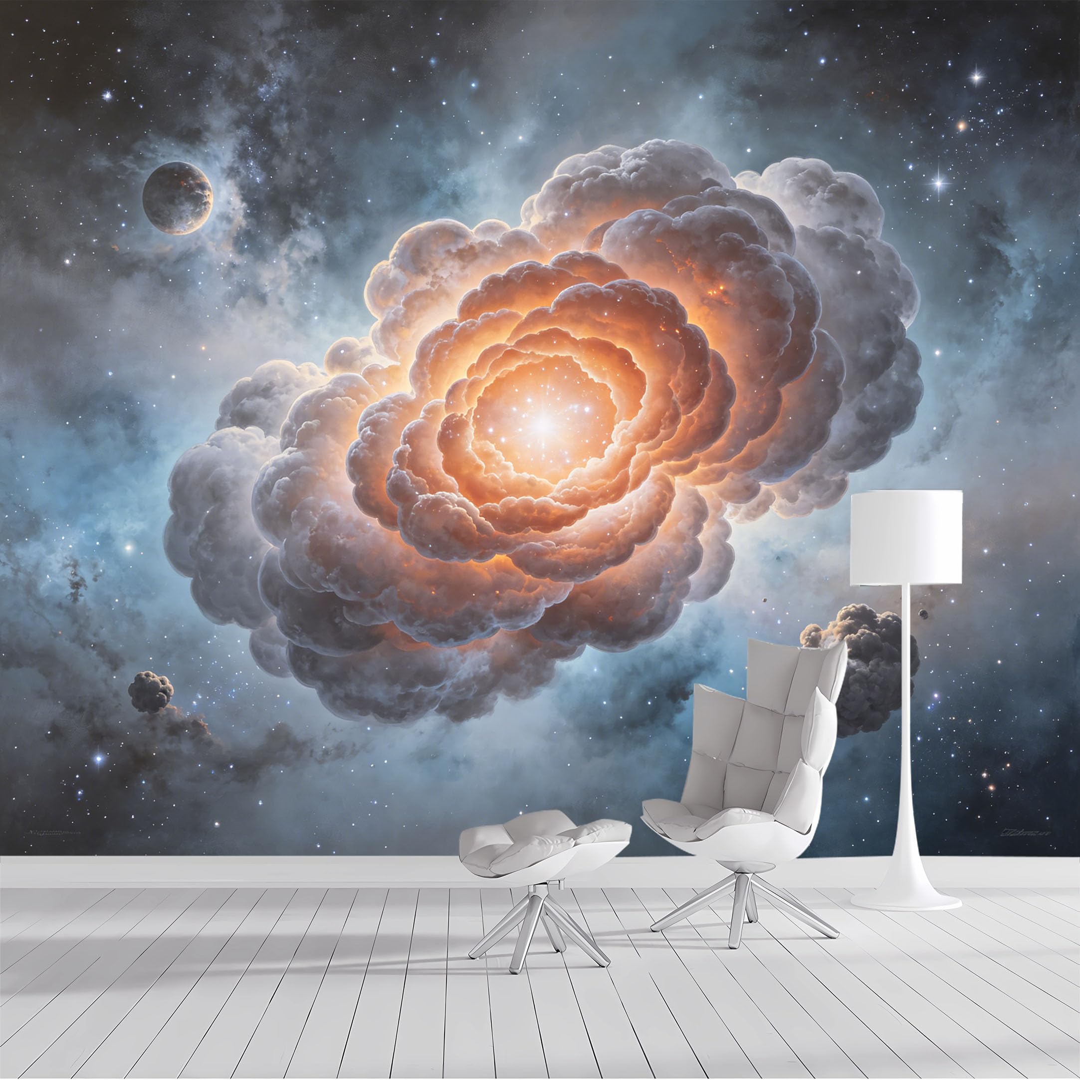 Custom Size Wall Mural Cosmic Nebula Space Swirl Planet Starry Sky Oil Painting SelfAdhesive Wall Fabric Removable Peel and Stick Wallpaper Wall Decor for Living Room Bedroom Bathroom