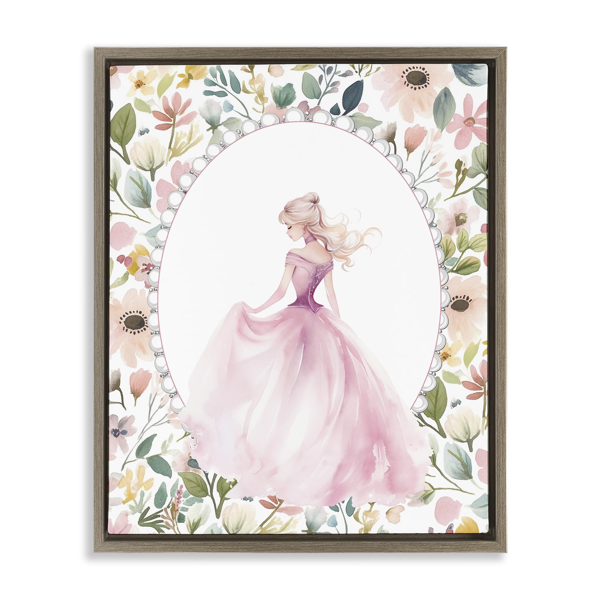 Stupell Industries Montalcino Elm (Textured) Graceful Princess Love Floral, 16 X 20 Inch Canvas In Floater Frame