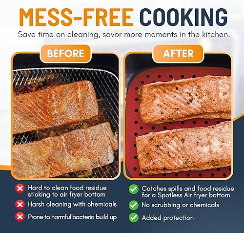 Miniatura 6 de Linda's Essentials - Forros cuadrados reutilizables de silicona para freidora de aire (7.5 pulgadas, paquete de 3) - Accesorios antiadherentes y