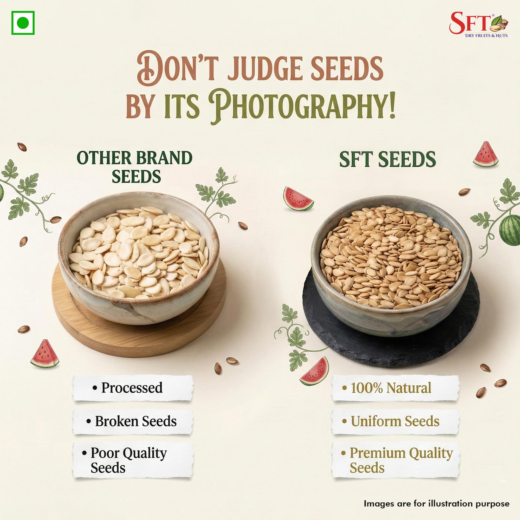 SFT Watermelon Seeds 200g - High in Protein | Raw Watermelon Seeds for Eating | Magaj Seeds | Non - GMO | Raw seeds | Nutrients Rich | Source of antioxidants 2