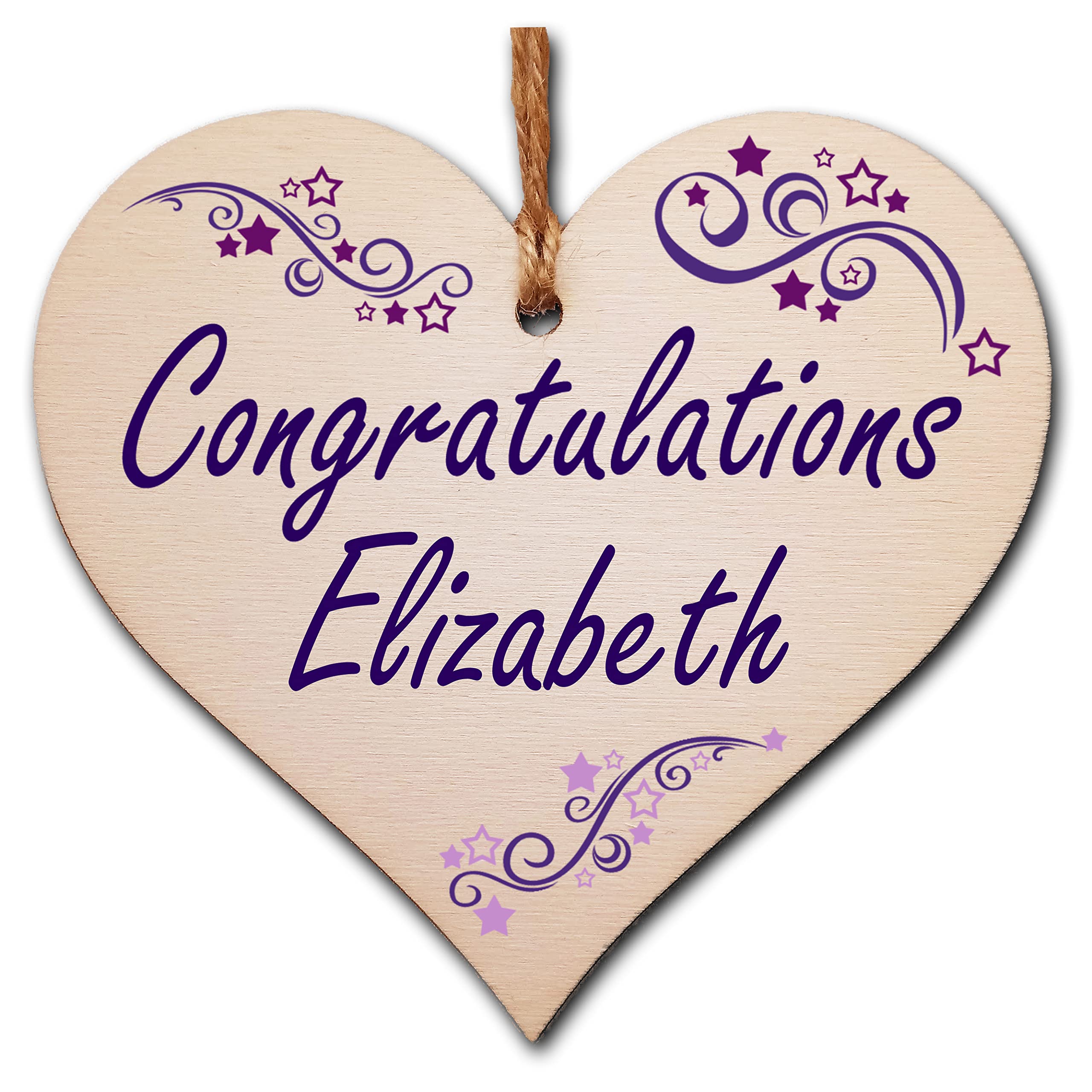 Personalised Handmade Wooden Hanging Heart Plaque Gift to Congratulate Someone Special Keepsake Card Alternative