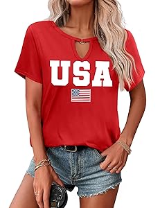 USA Flag Tee Shirt Women 4th of July Gift T Shirt Casual Short Sleeve American Proud T-Shirt Tops