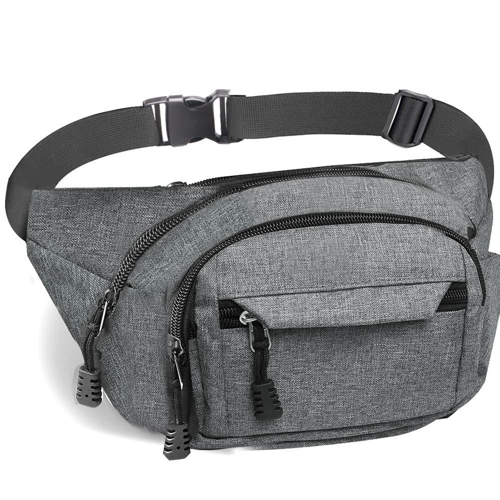 KASTWAVE Bumbag Waist Bag, Waterproof 4 Zip Pockets Running Waist Pack Bag for Men Women, Adjustable Belt Waistpacks for Outdoors, Sport, Hiking, Travel