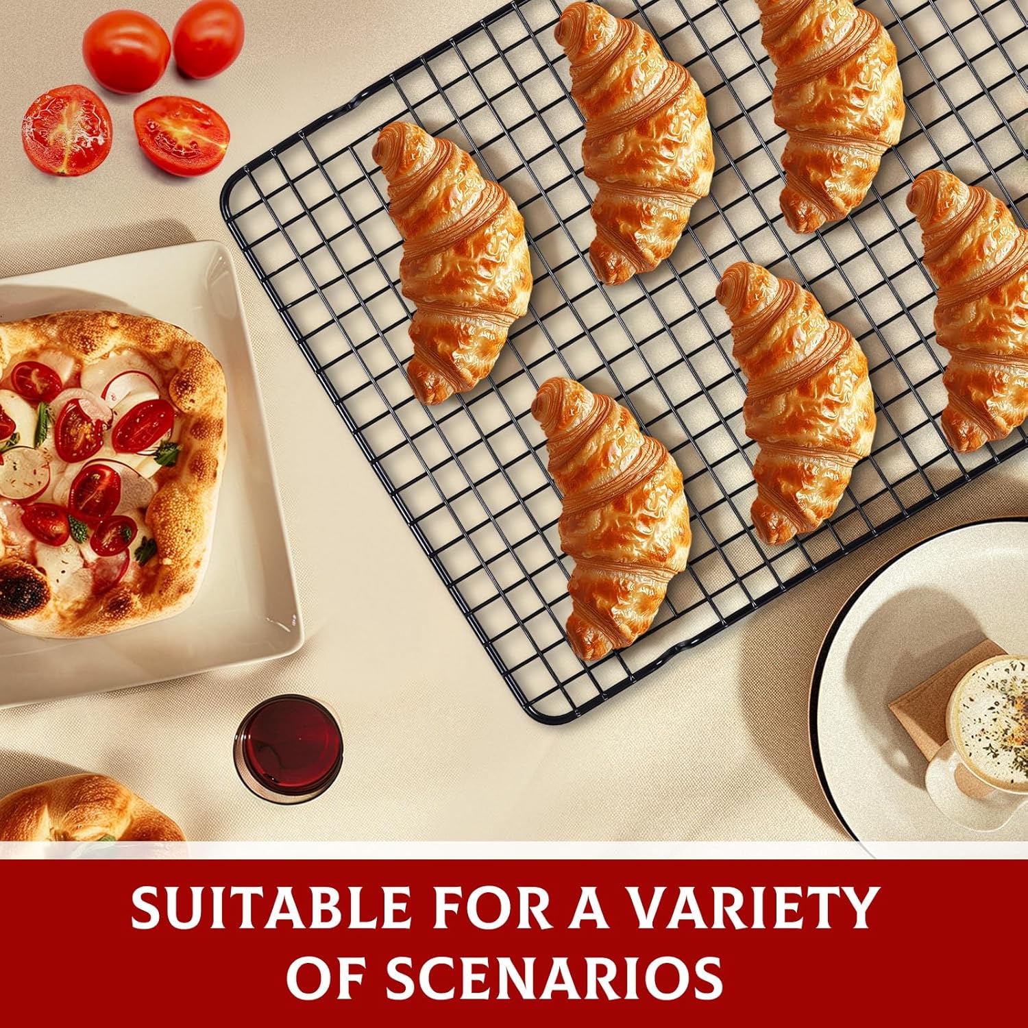 Baking Sheet with Rack Set - 3 Baking Sheets + 3 Cooling Racks, Carbon Steel Cookie Sheets & Cooling Racks in Multiple Sizes, Thickened & Warp-Resistant, Dishwasher Safe - Image 5