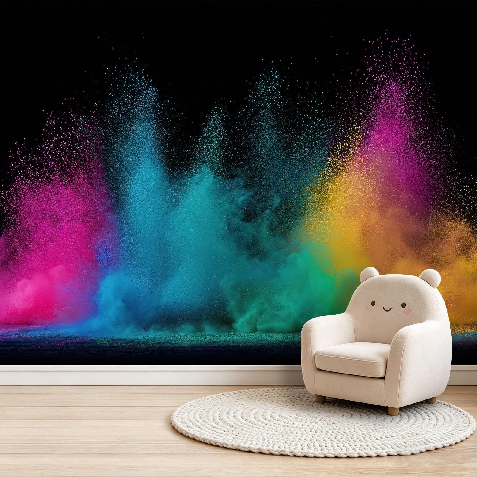 Panoramiczna tapeta 3D abstrakcyjny opalizujący pudrowy wzór lekki klosz, 400 x 280 cm (dł. x wys.) Tapeta ścienna z włókniny do salonu dziecięcego Sofa TV dekoracja tła, wielokolorowa