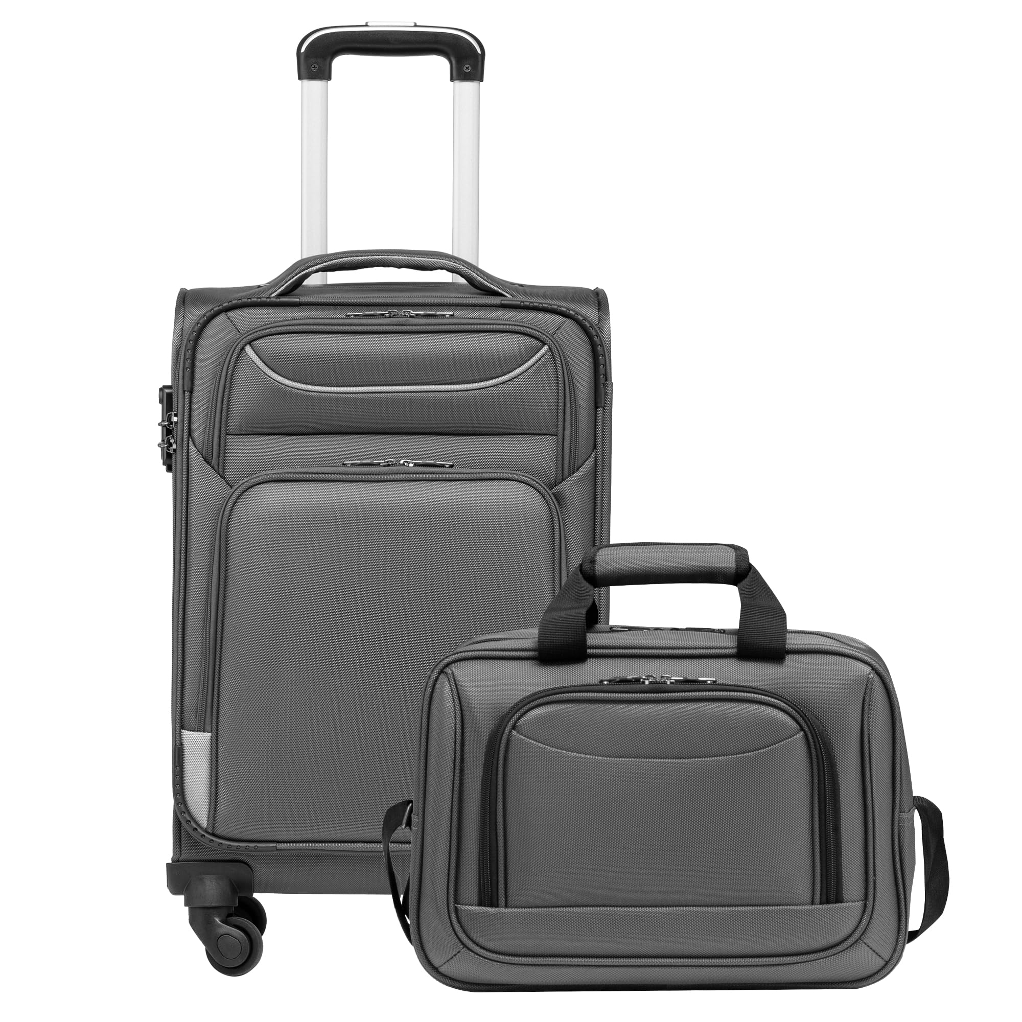 COOLIFE Koffer Trolley Koffer Reisekoffer von 4 Rollen Stoffkoffer Handgepäck TSA-Schloss Der Koffer Enthält 1 Große Umhängetasche