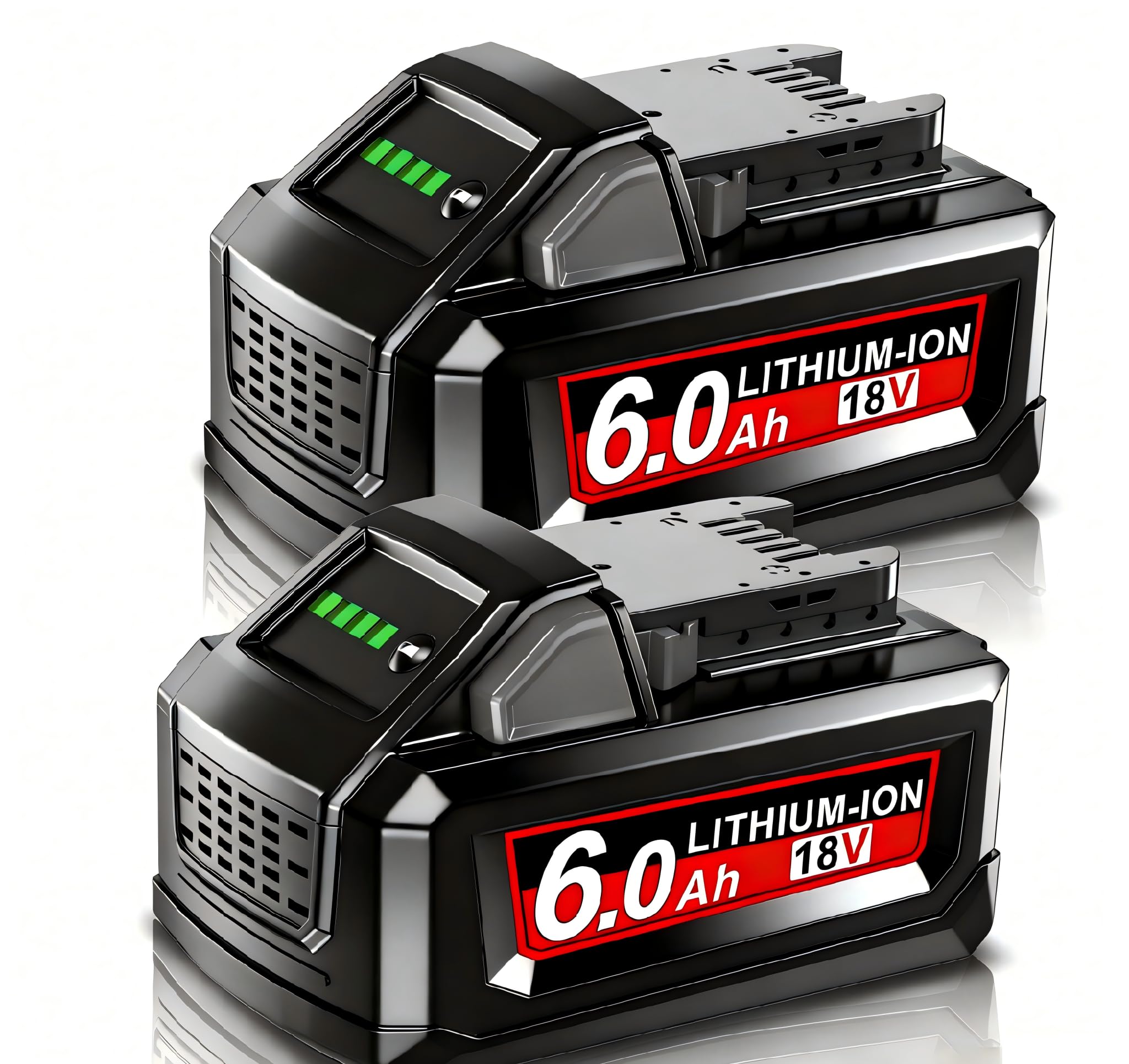 2X 6000mAh Battery for Milwaukee M18, Powtree Replacement for Milwaukee 18V Battery 48-11-1810 48-11-1820 48-11-1850 48-11-1828 48-11-1860 Cordless Power Tool with Indicator (Lithium)