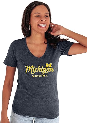 Blue 84 Camiseta de triple mezcla con cuello en V para mujer