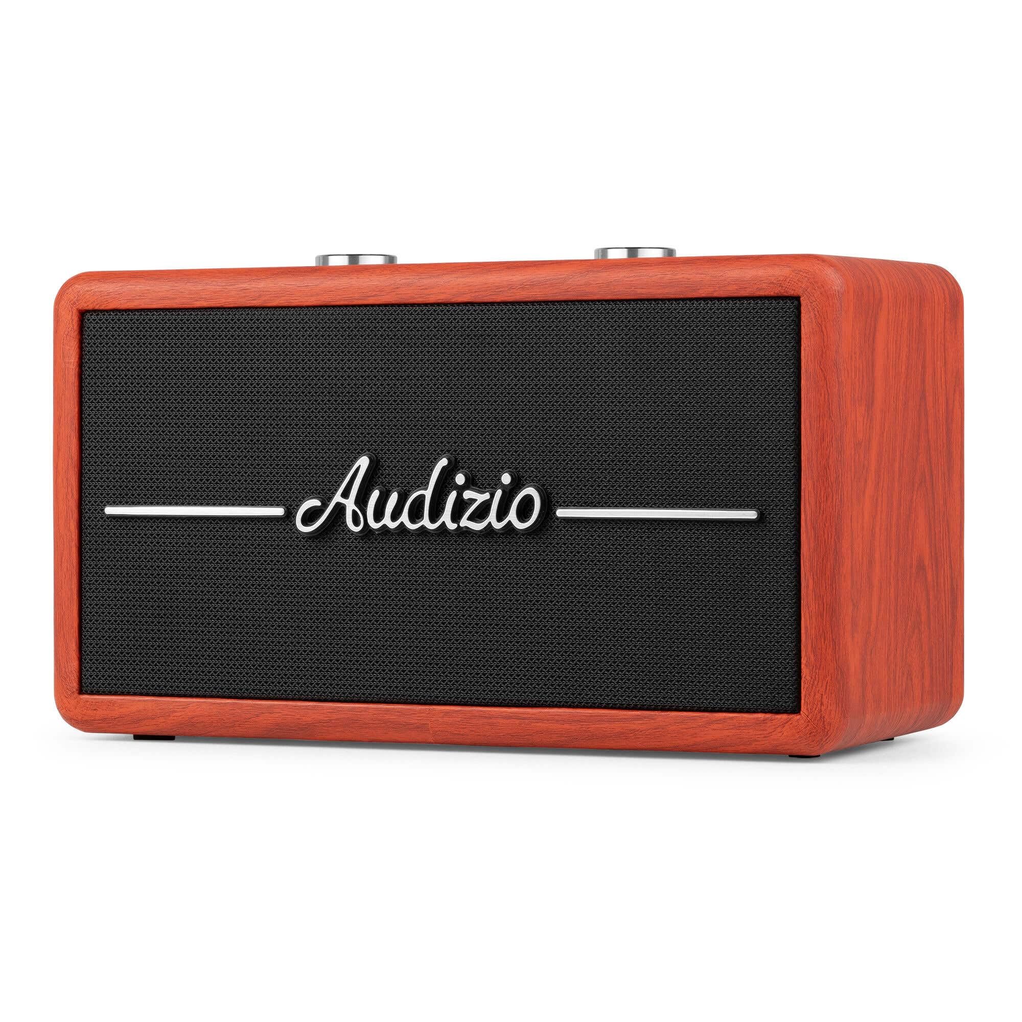Audizio Tune60 Enceinte Portable BT Rétro avec Radio Dab+ et FM - Haut Parleur sans Fil Vintage 40W avec USB, Micro SD, AUX et Télécommande - Enceinte Mobile Design Cerisier